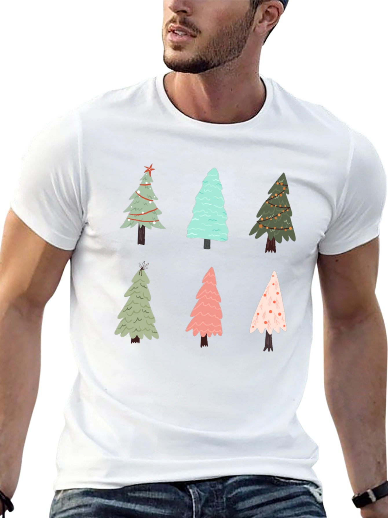 Christmas Tree Pattern Crew Neck T-Shirt
