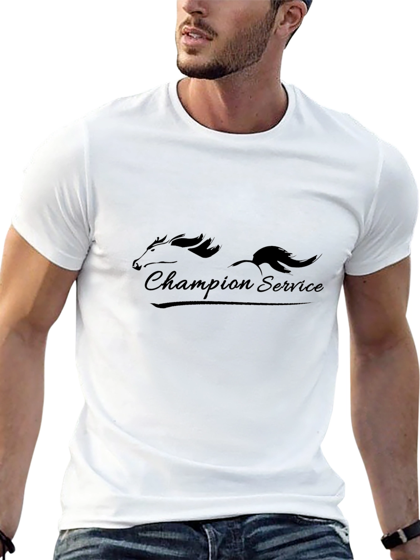 Champion Service Black T-Shirt - Stylish Graphic Tee