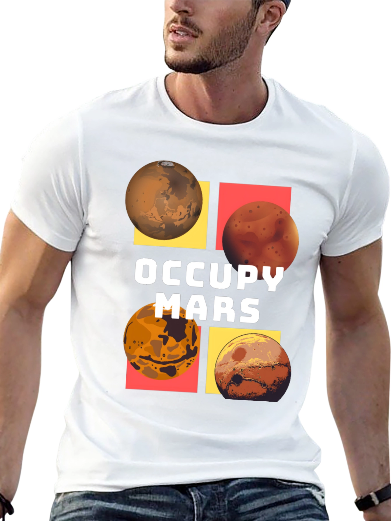 Occupy Mars Graphic Tee - Black Cotton Blend T-Shirt