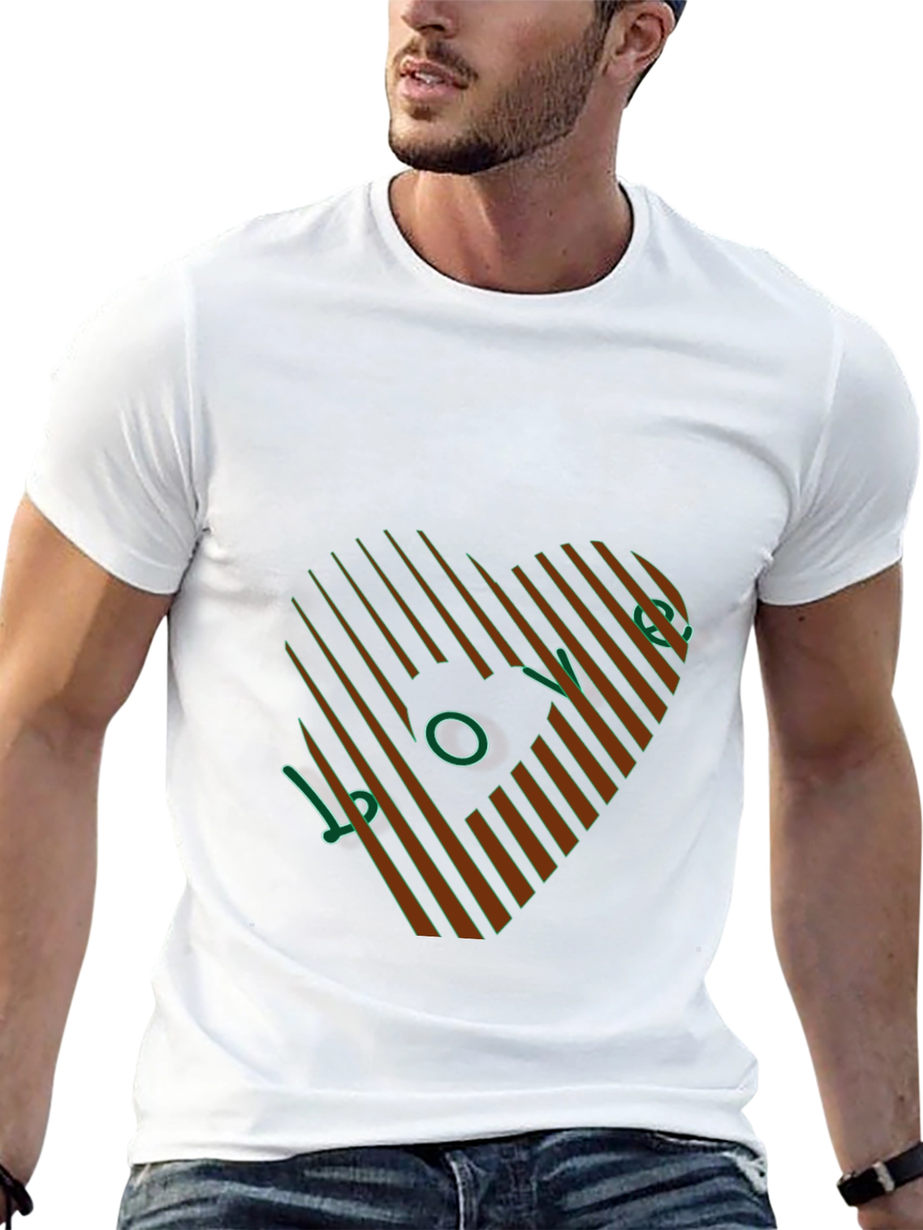Stripped Heart Design T-Shirt