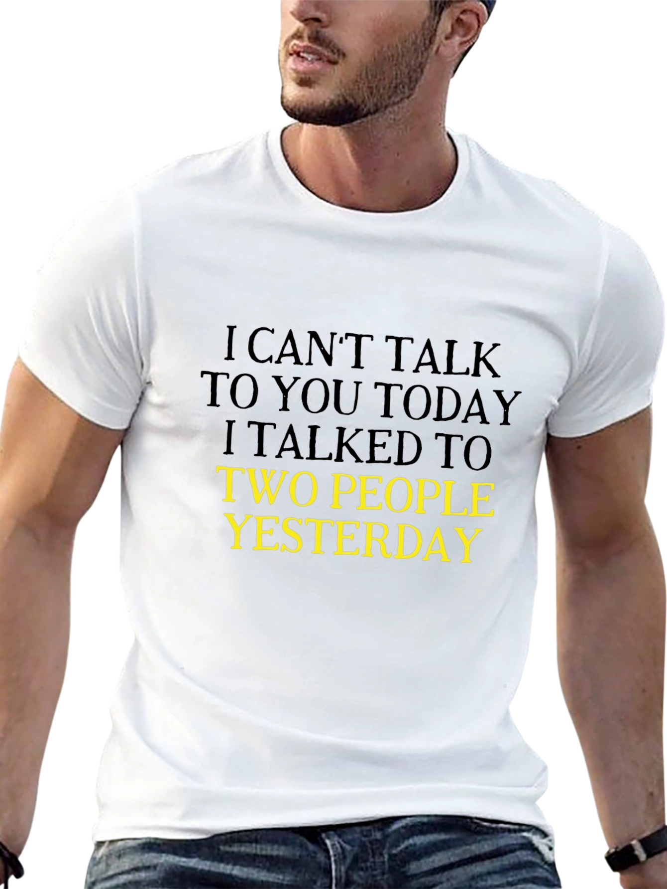 Humorous Black T-Shirt: I Cant Talk Today