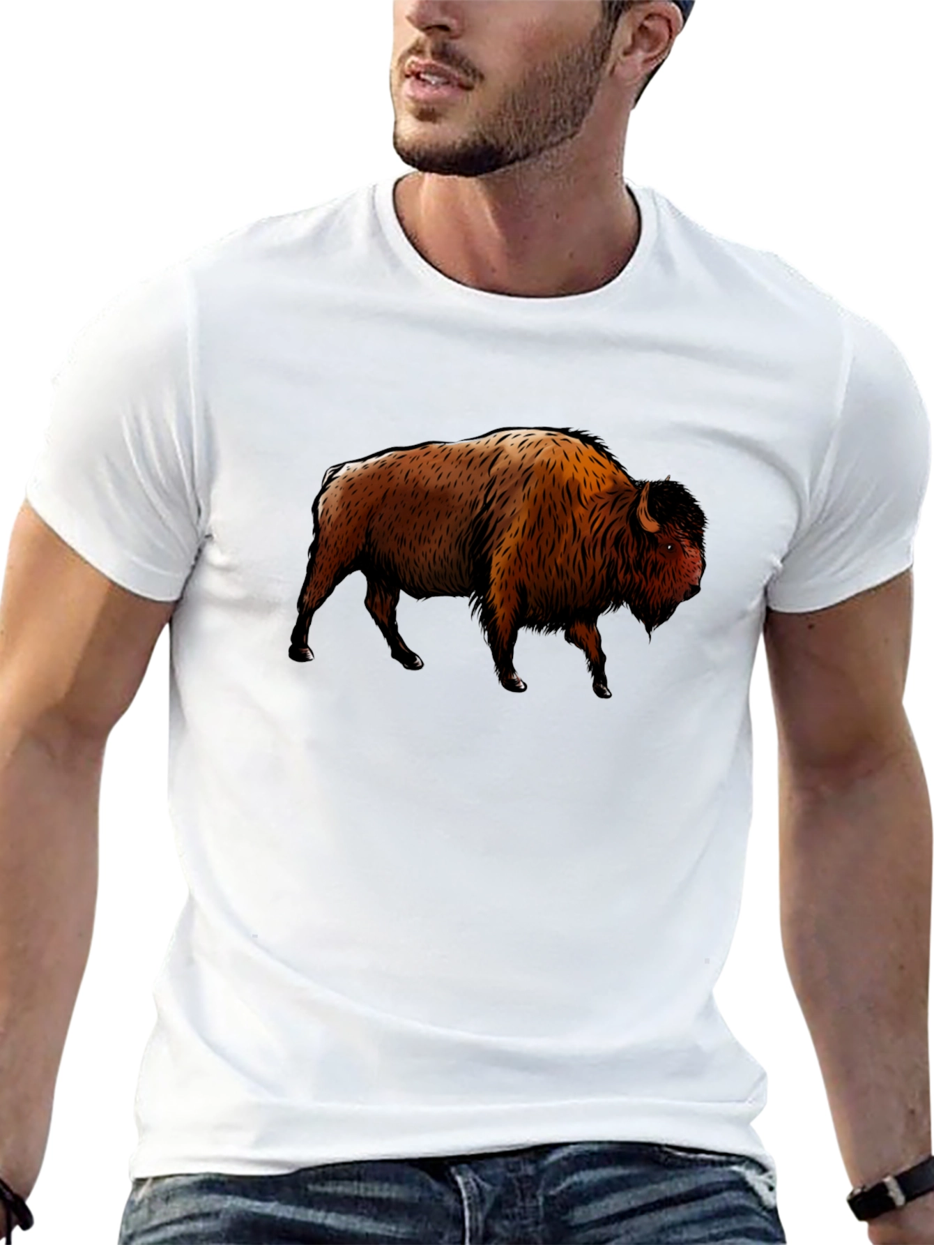 Bison Graphic Print Black T-Shirt