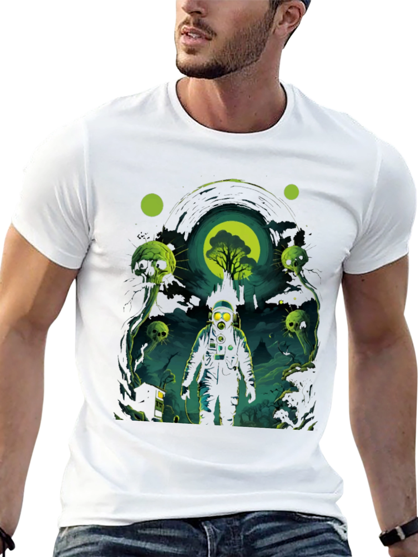 Astronaut Gas Mask Graphic Tee - Black