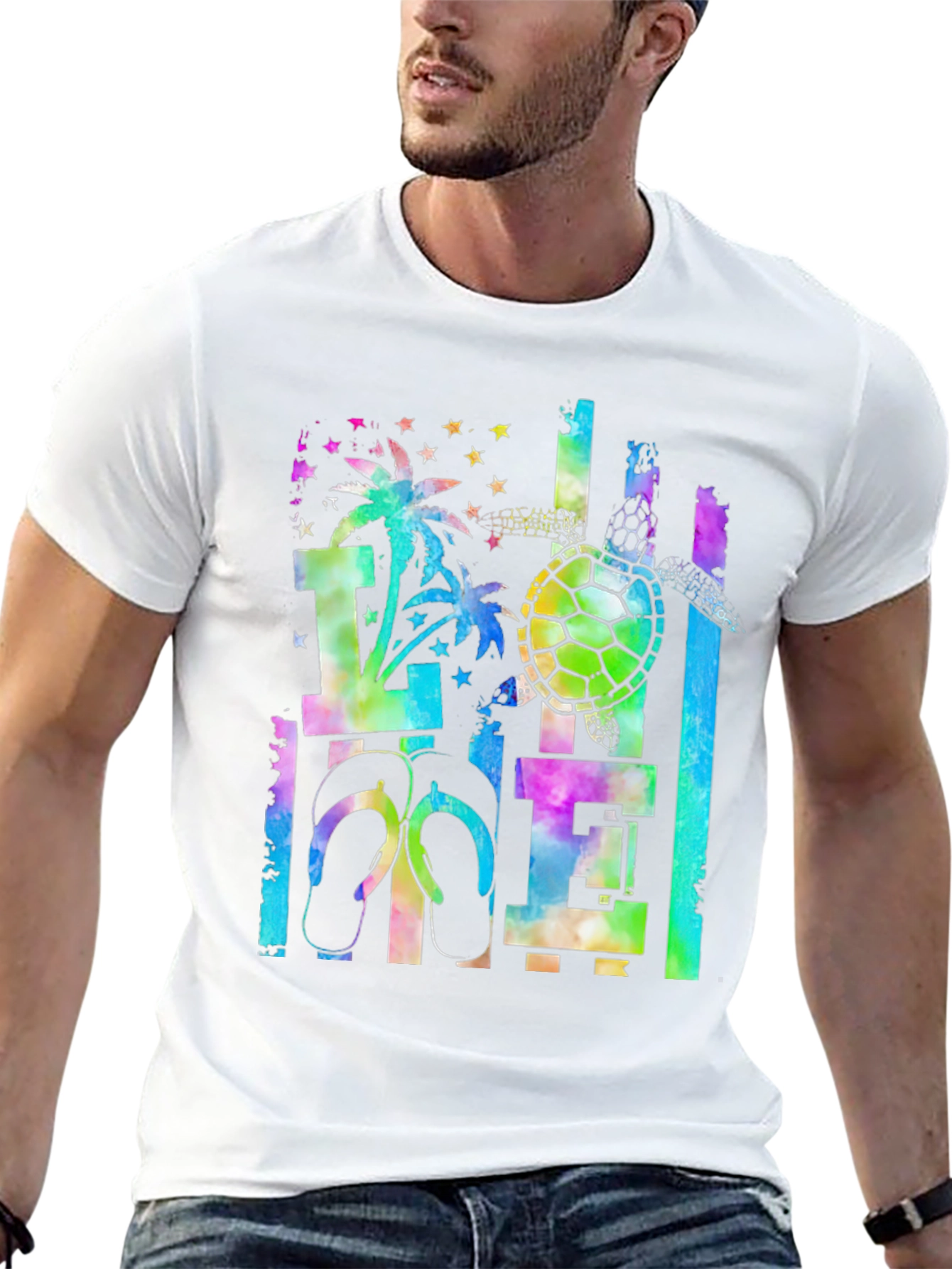 Tropical Tie-Dye Turtle Graphic Tee