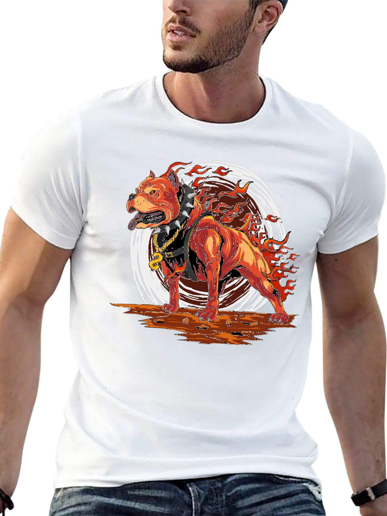 Fiery Pitbull Graphic T-Shirt