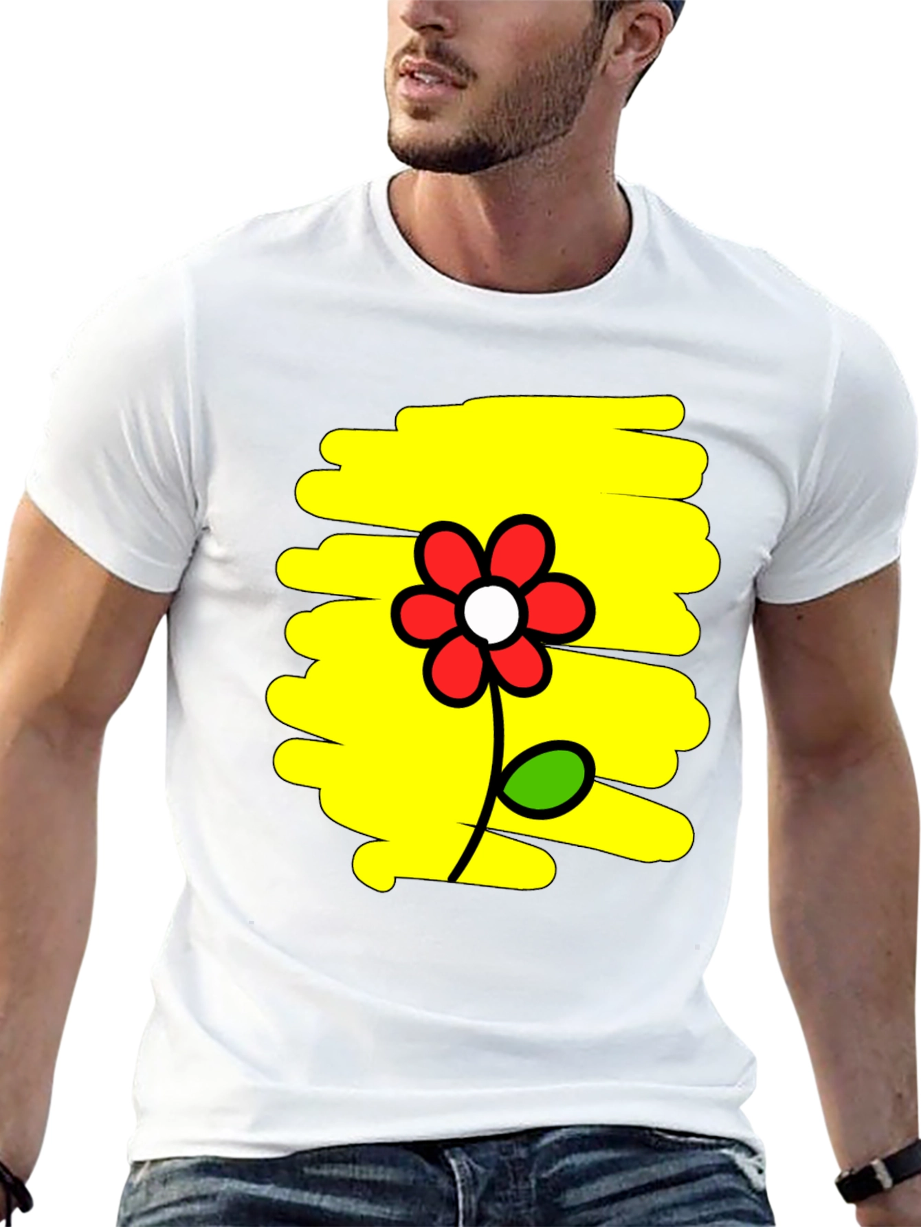 Floral Graphic Print Mens Black T-Shirt