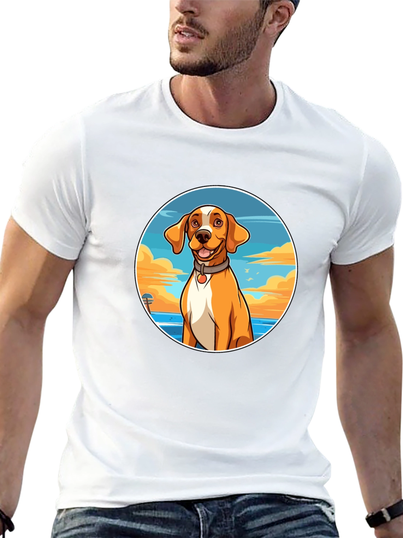 Dog Beach T-Shirt: Relaxed Fit Unique Graphic Tee
