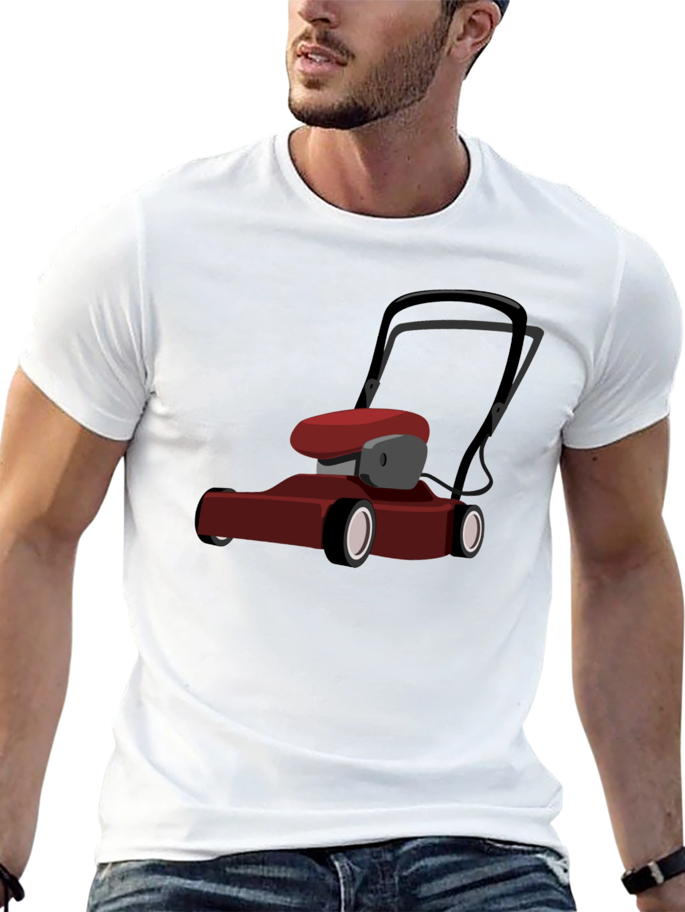 Lawnmower Graphic Tee - Black Cotton Casual T-Shirt