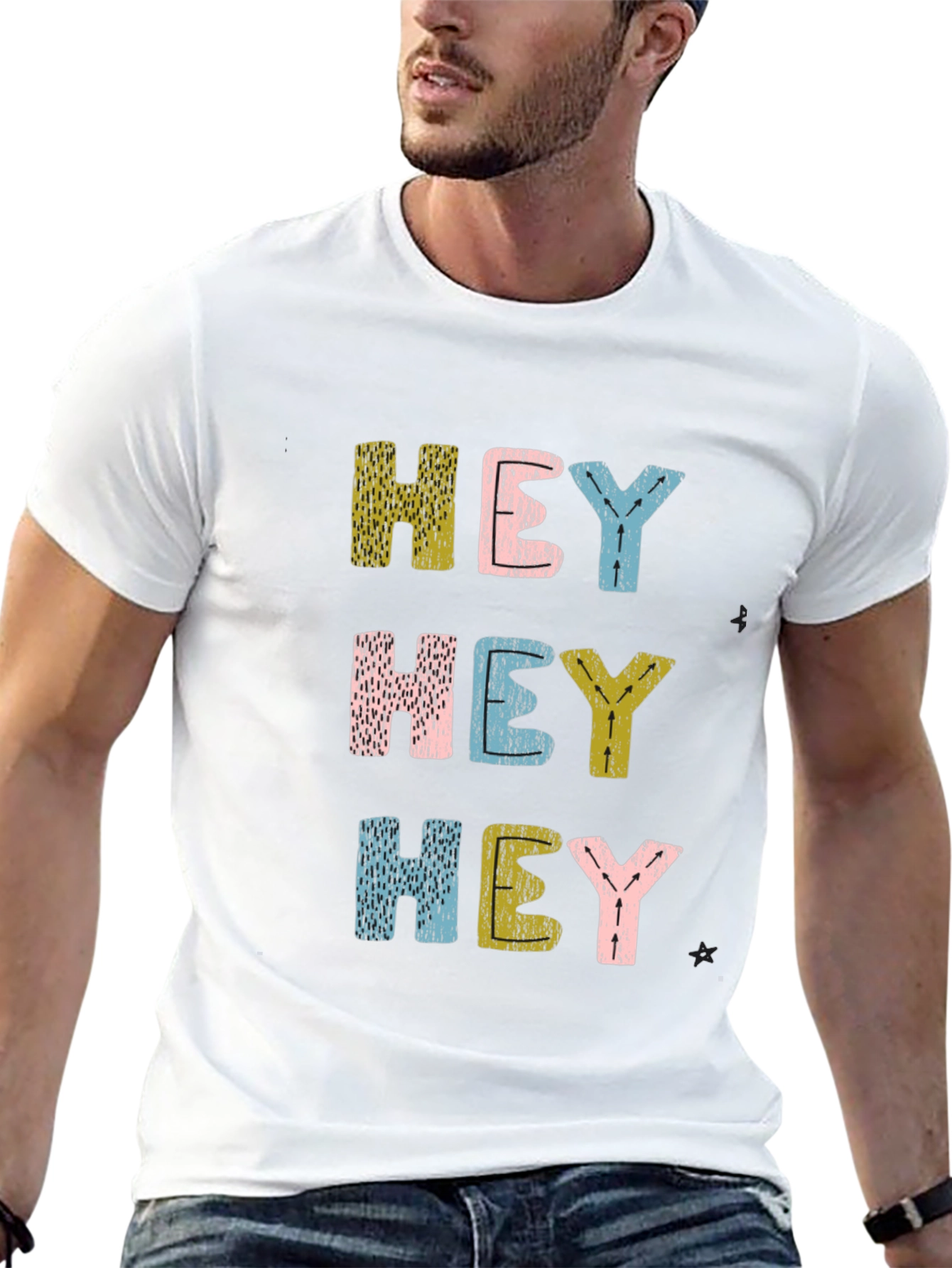 Hey Graphic Tee - Fun & Playful Black T-Shirt