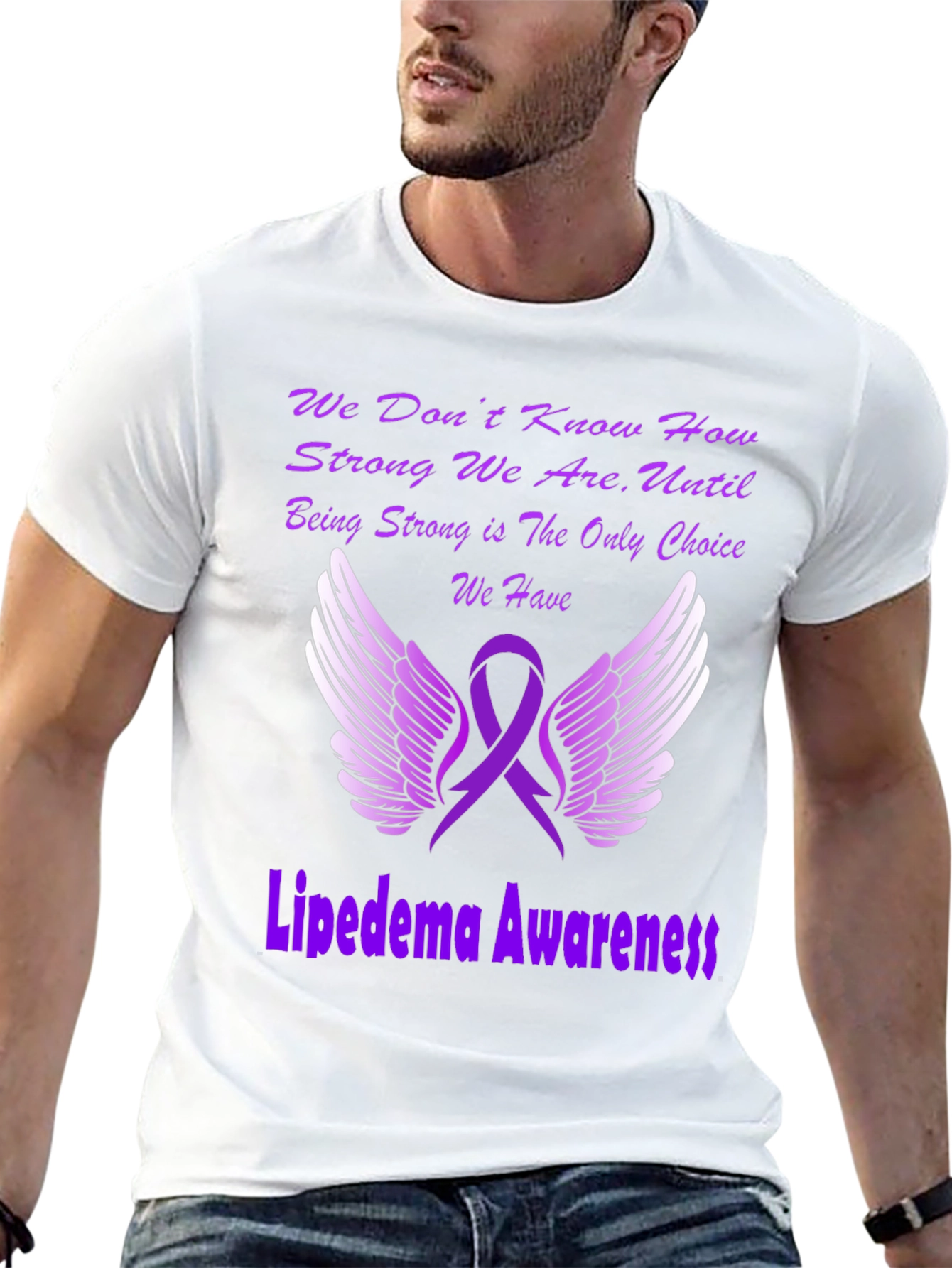 Lipedema Awareness T-Shirt Purple Ribbon Angel Wings