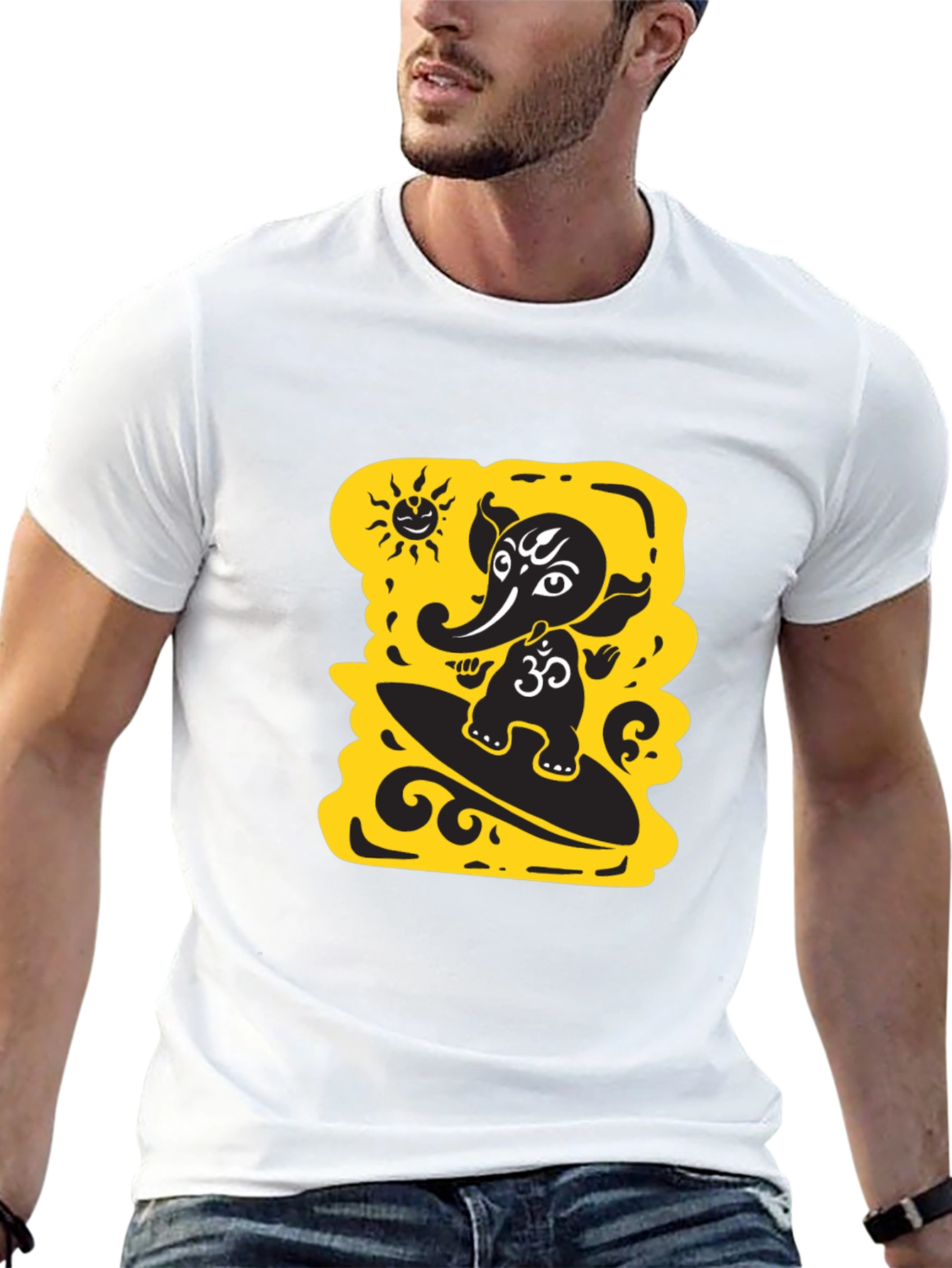 Surfing Ganesha Black T-Shirt