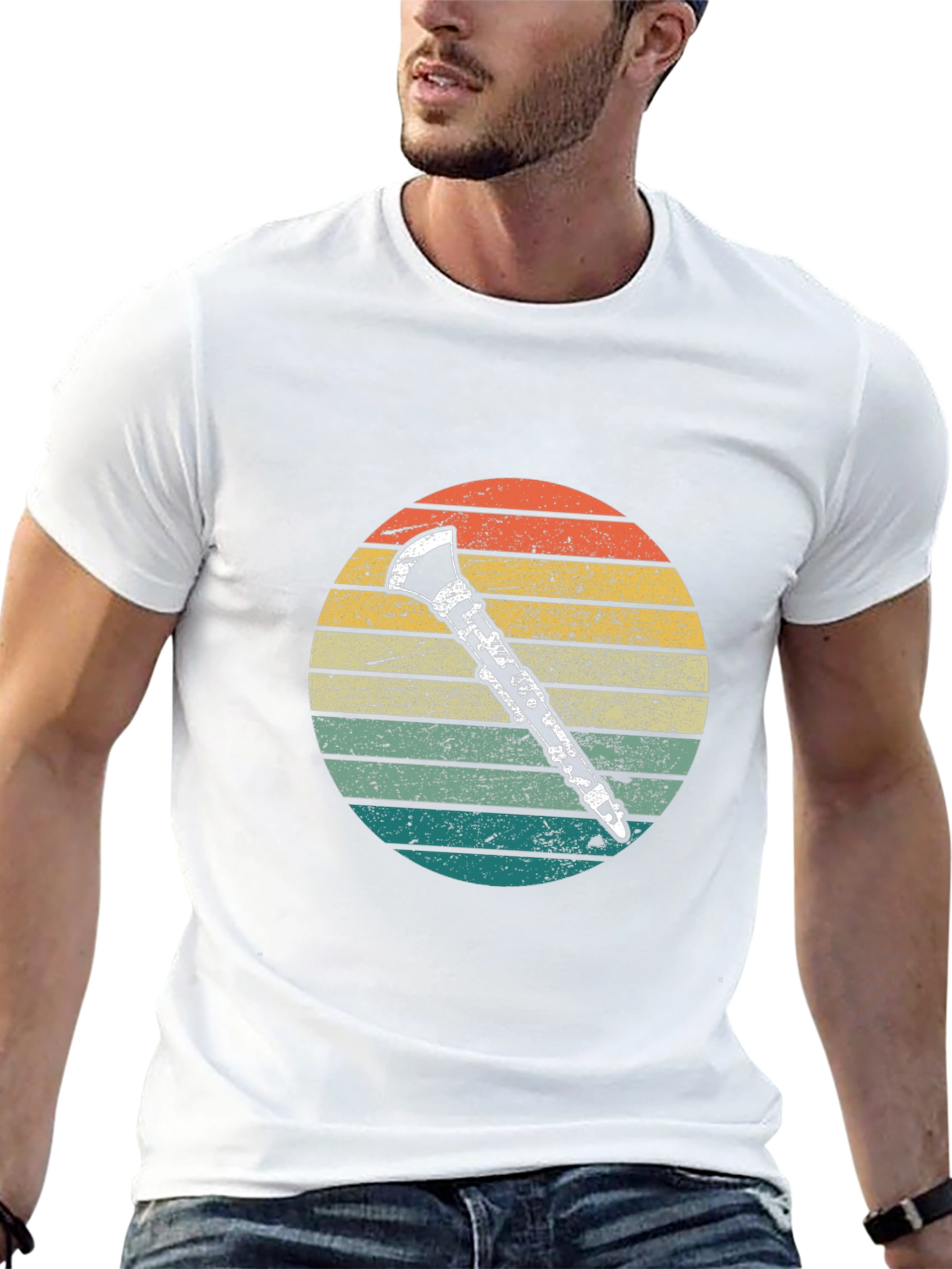 Retro Clarinet Sunset T-Shirt - Music Lover Tee