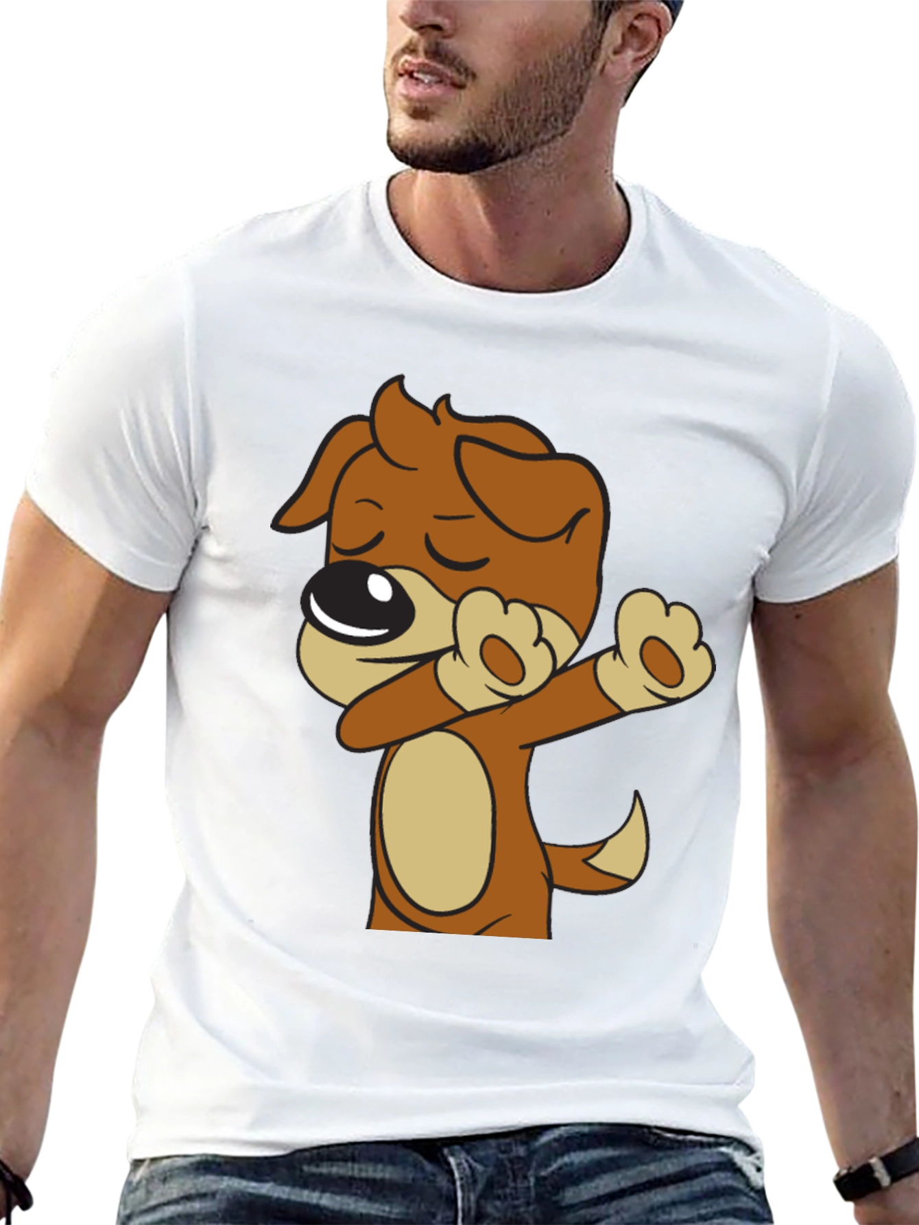 Dog Dabbing Black T-Shirt - Cartoon Animal Graphic Tee