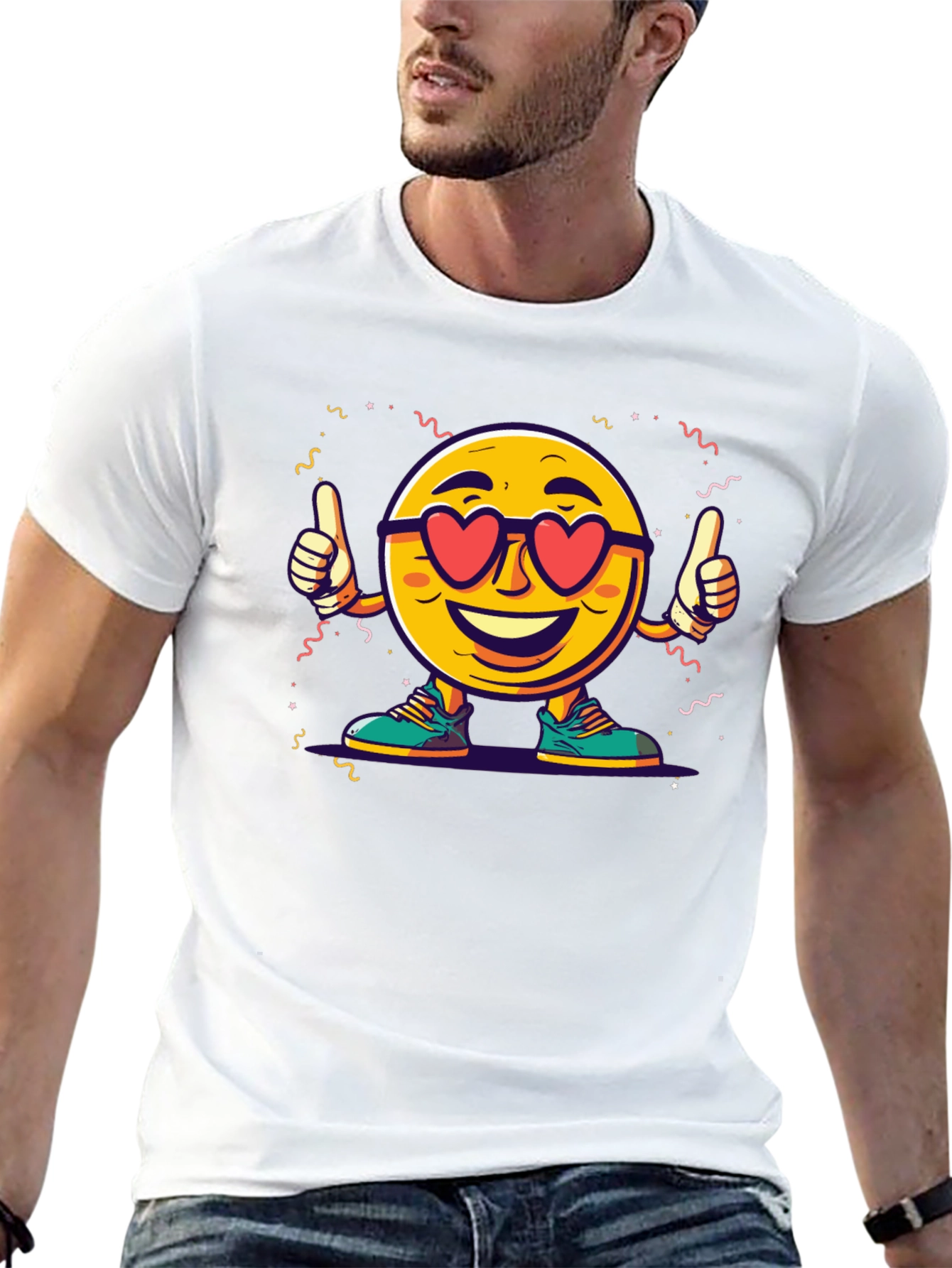 Cool Emoji Heart Eyes Graphic T-Shirt