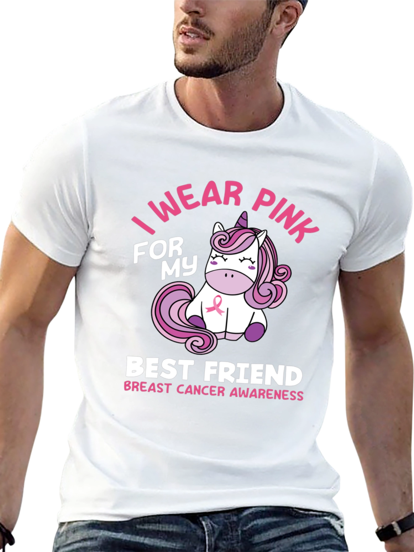 Pink Unicorn Breast Cancer Awareness T-Shirt