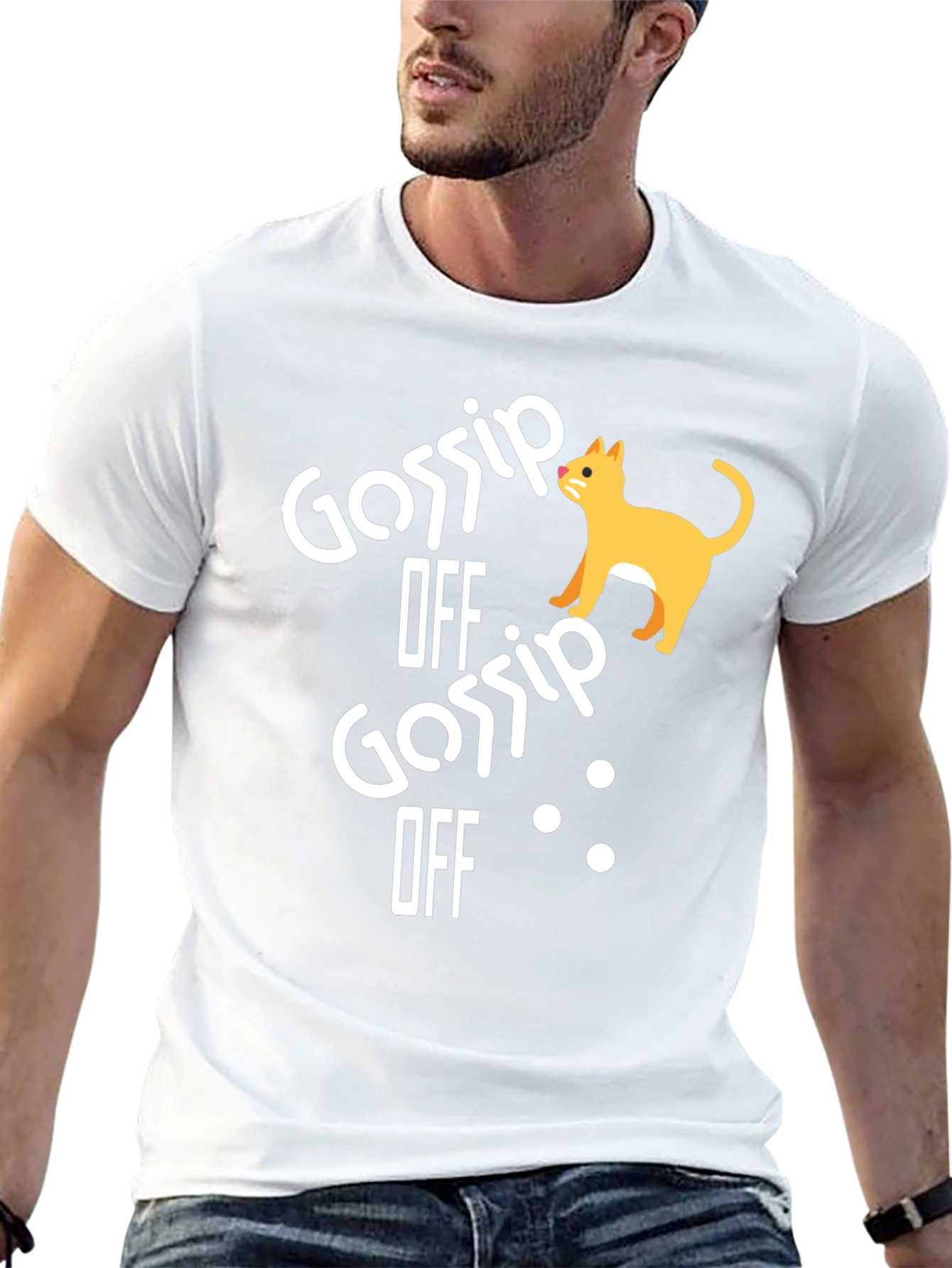 Gossip Off Cat Graphic Tee - Unisex Black T-Shirt