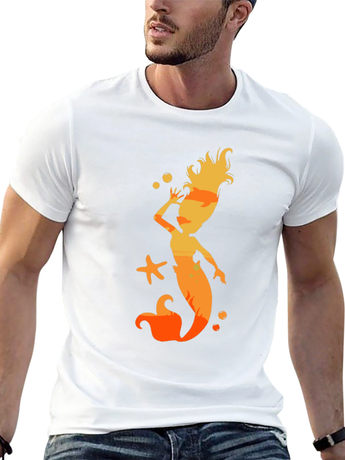 Mermaid Silhouette Graphic Black T-Shirt