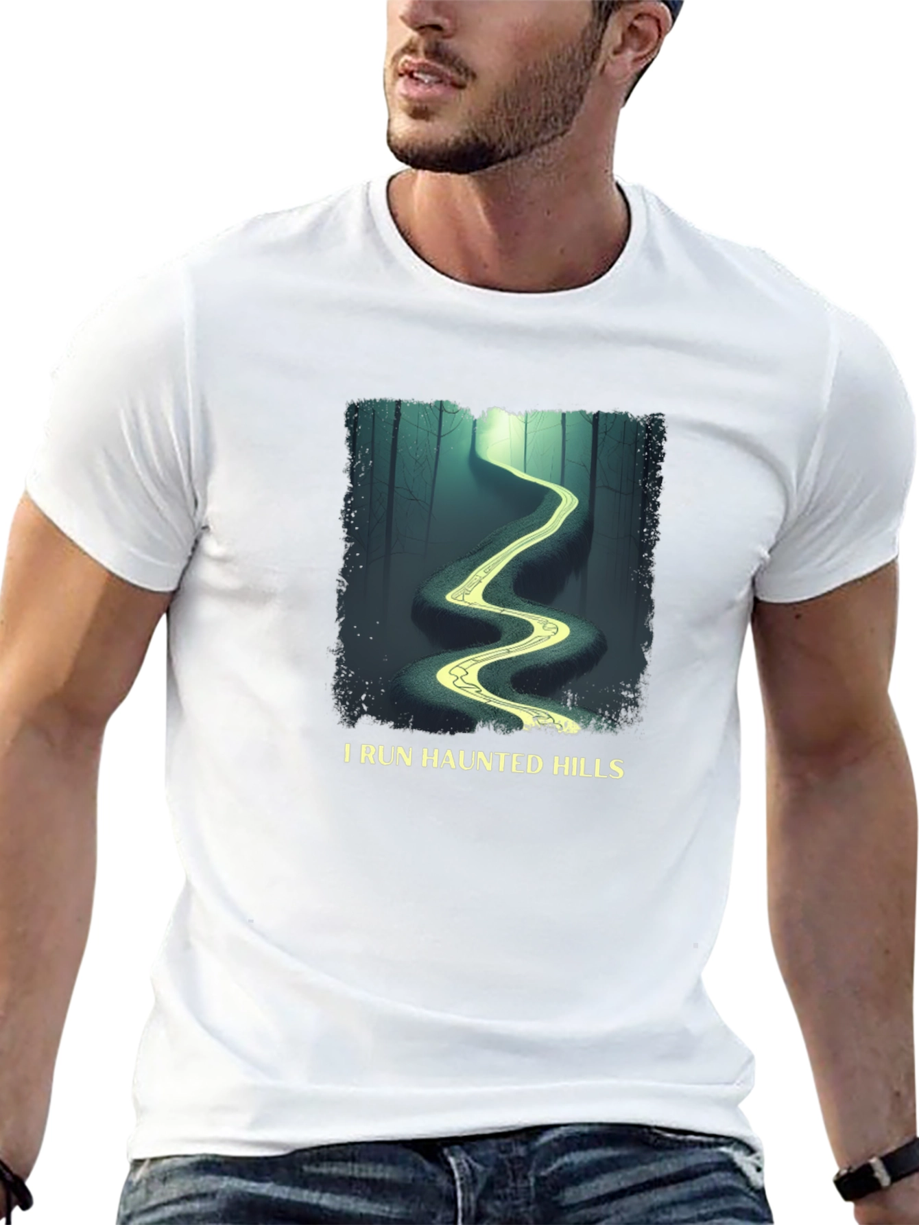 I Run Haunted Hills Black Graphic T-Shirt