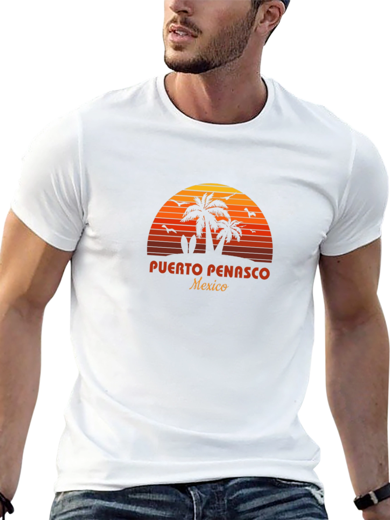 Puerto Penasco Mexico Retro Sunset Graphic T-Shirt