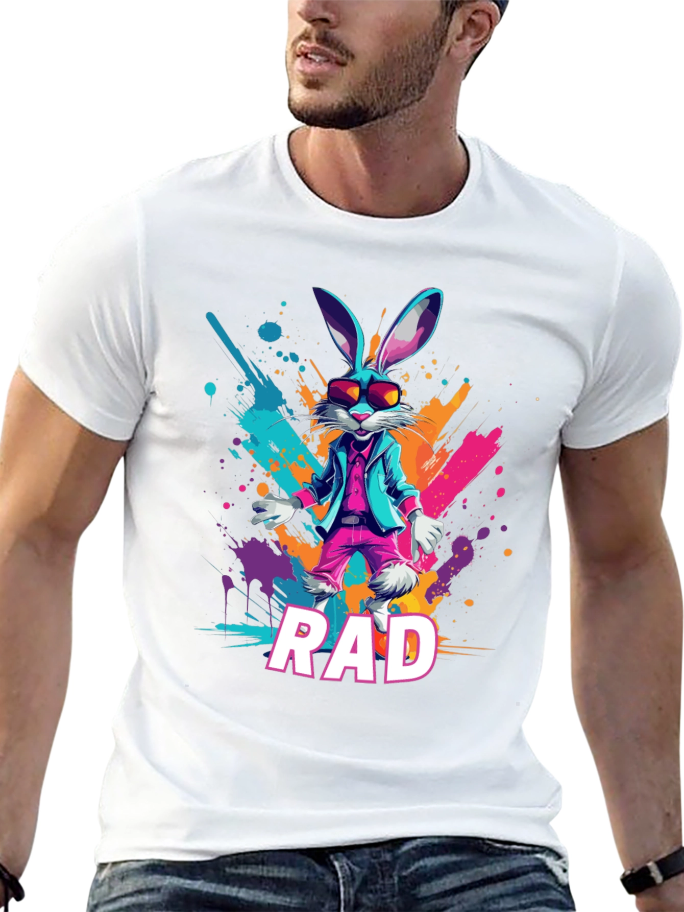 Rad Rabbit Graphic Tee - Cool Trendy Design