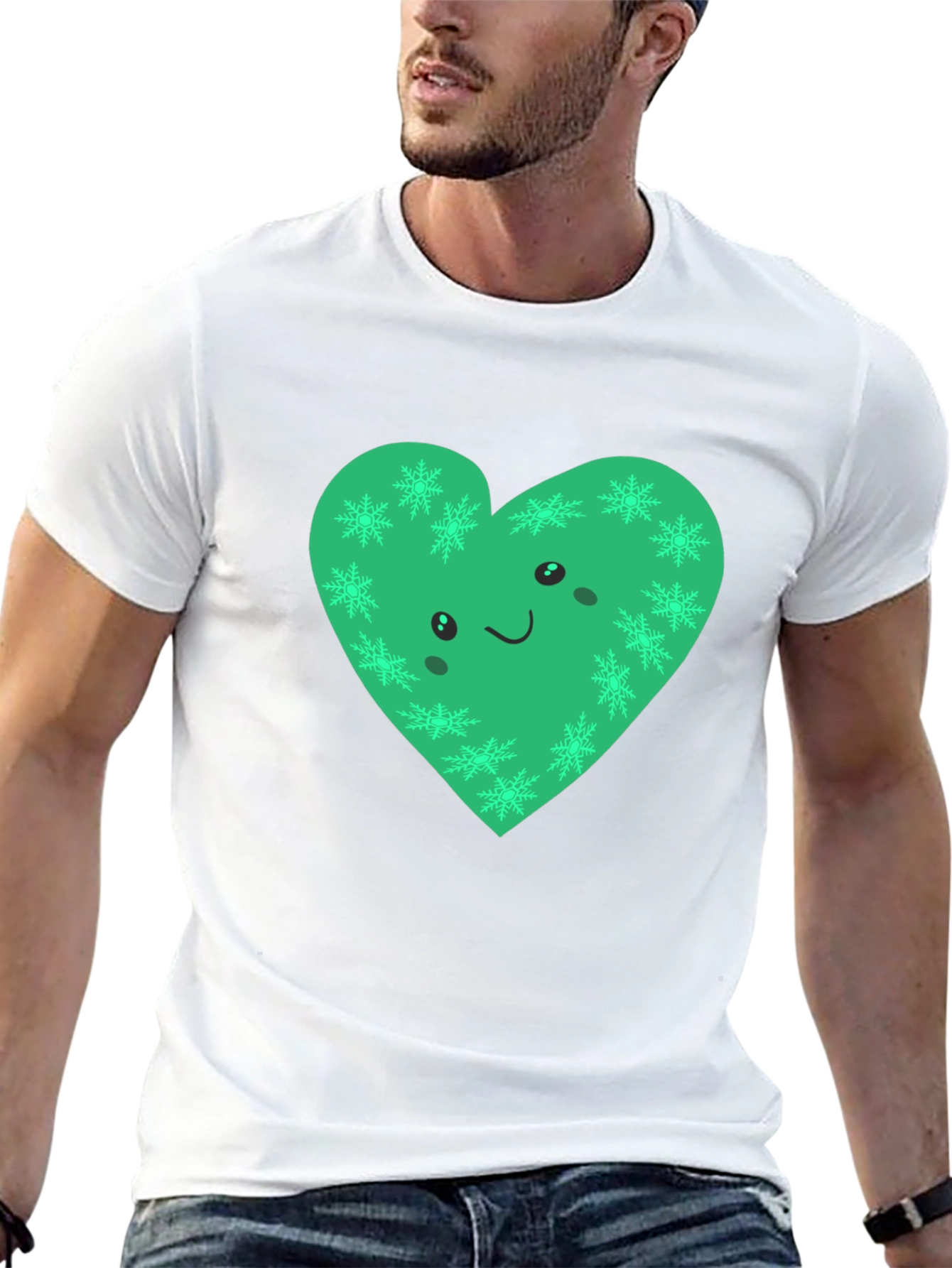 Green Heart Snowflake Graphic Tee