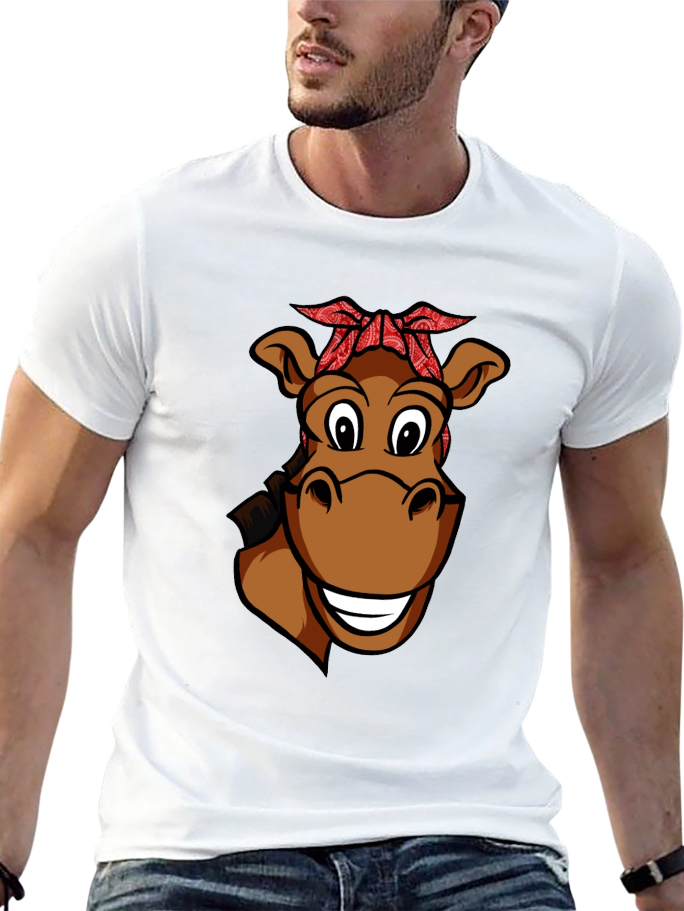 Funny Horse Cartoon Graphic T-Shirt