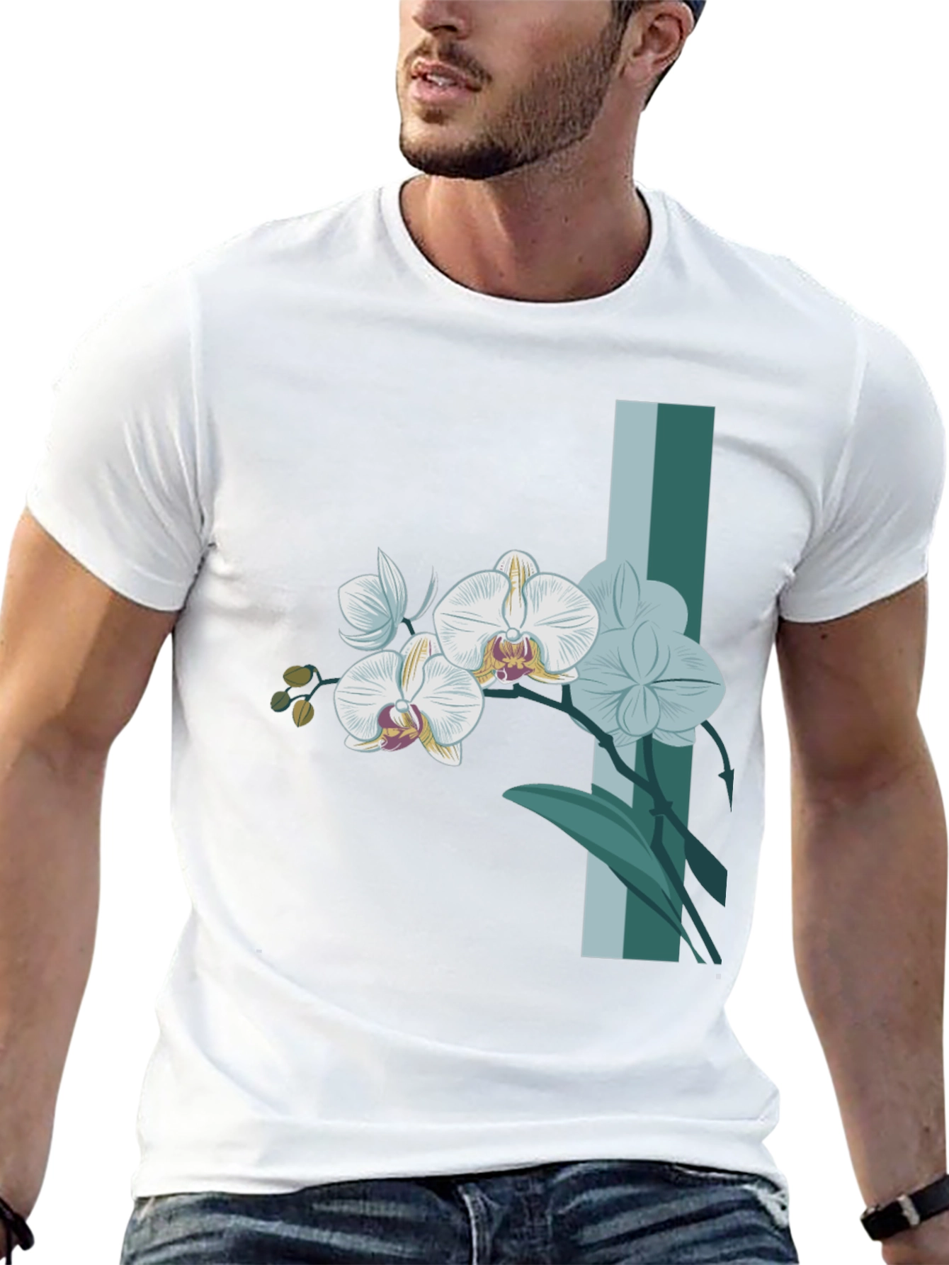 Orchid Graphic Tee - Stylish Mens Black T-Shirt