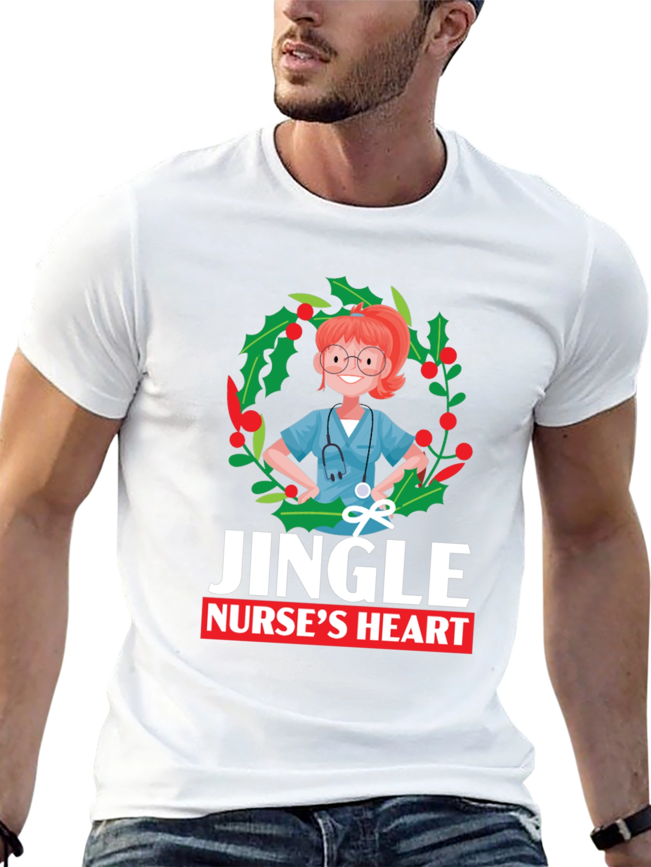 Jingle Nurses Heart Christmas T-Shirt
