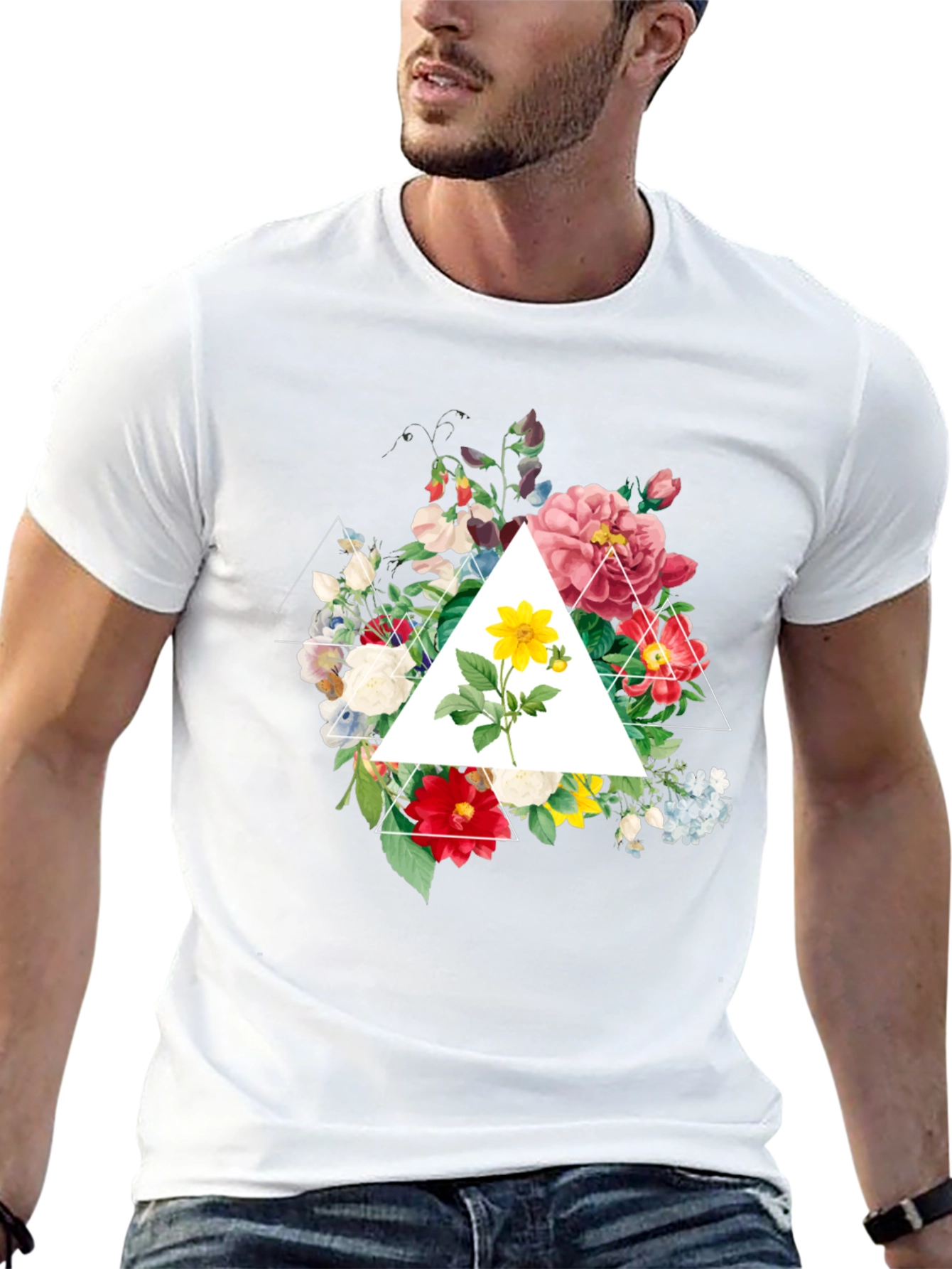 Floral Triangle Graphic T-Shirt