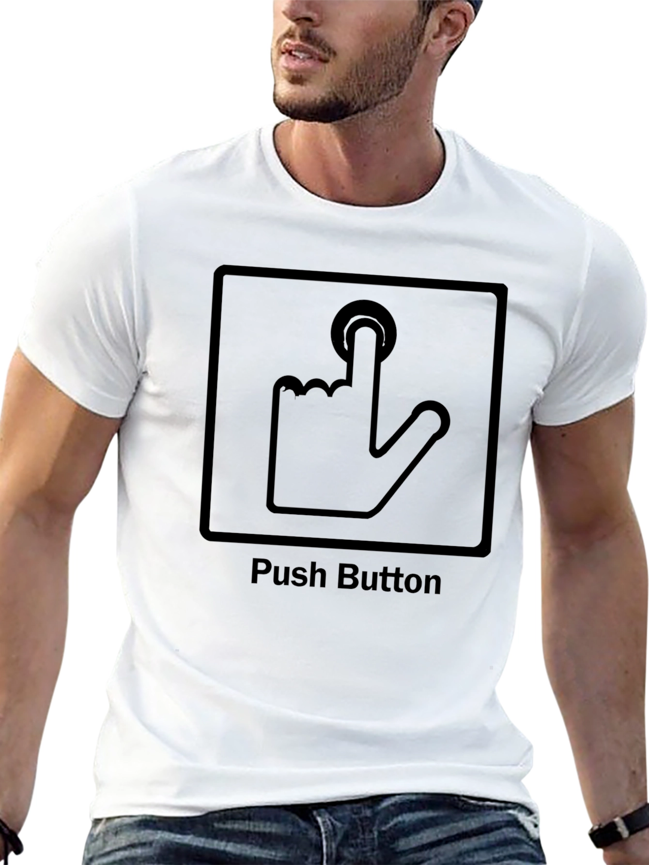 Push Button Graphic Tee - Black T-Shirt