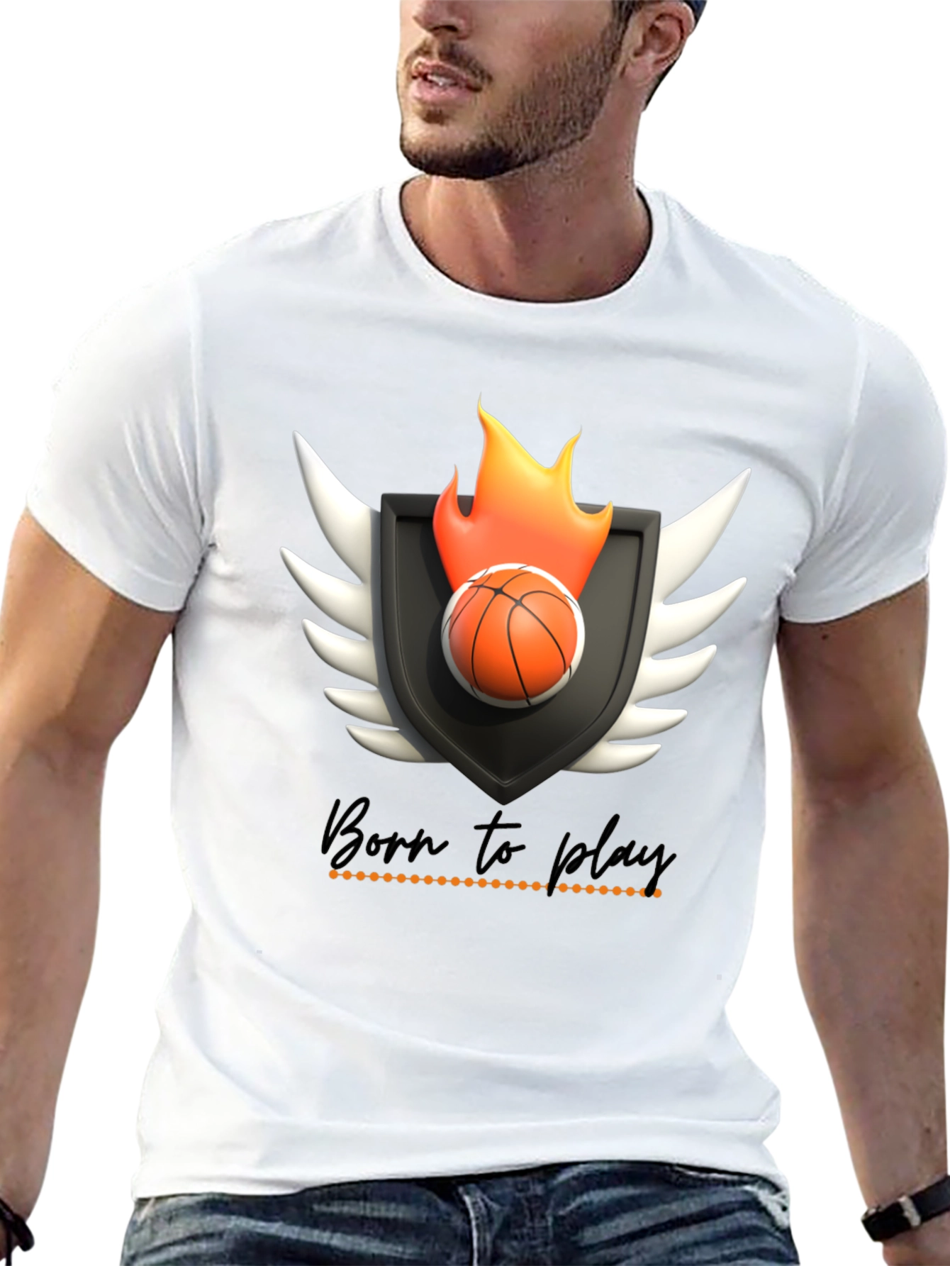 Born to Play Basketball Graphic Tee - Black