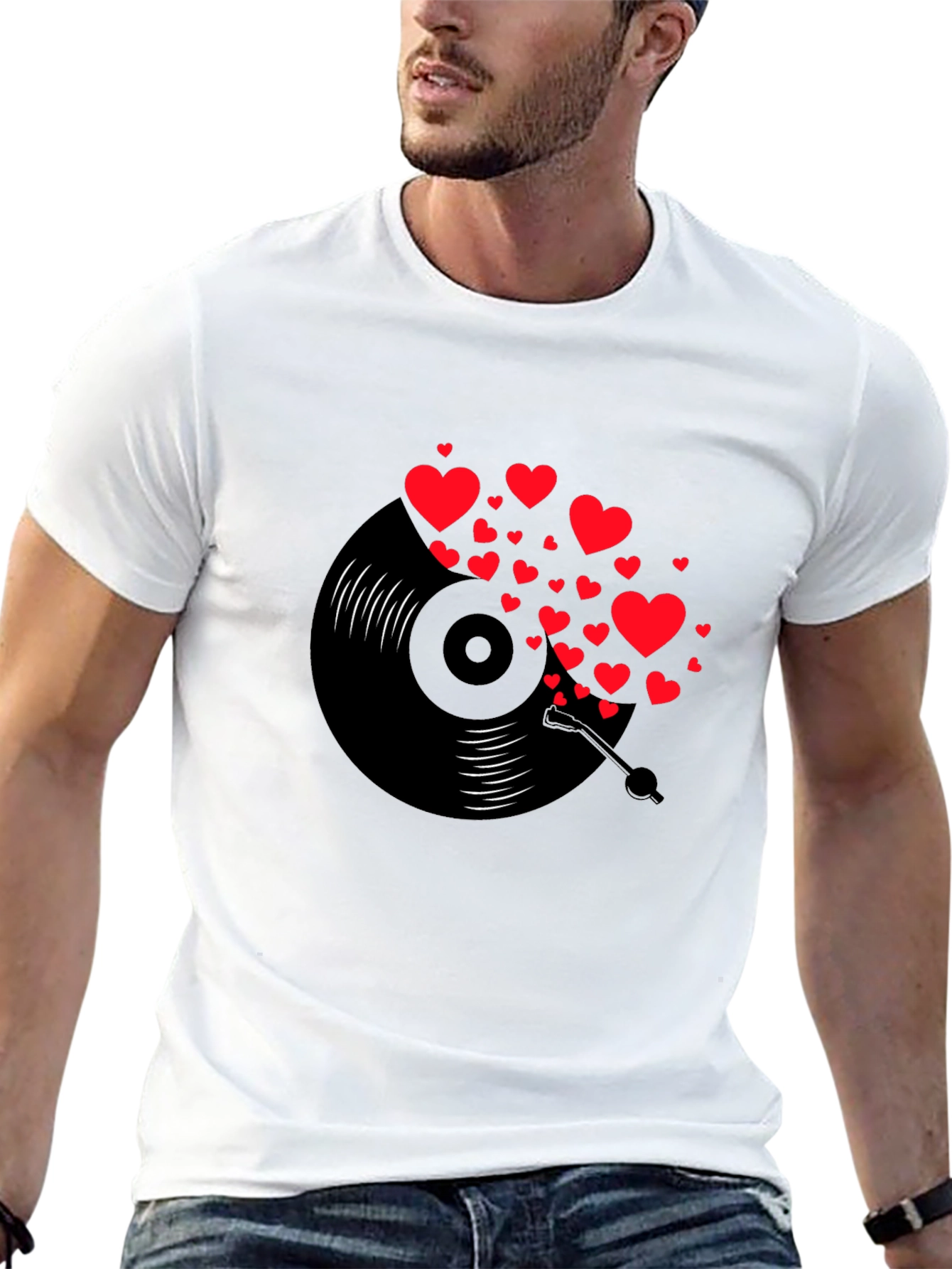 Heart Vinyl Record Graphic T-Shirt