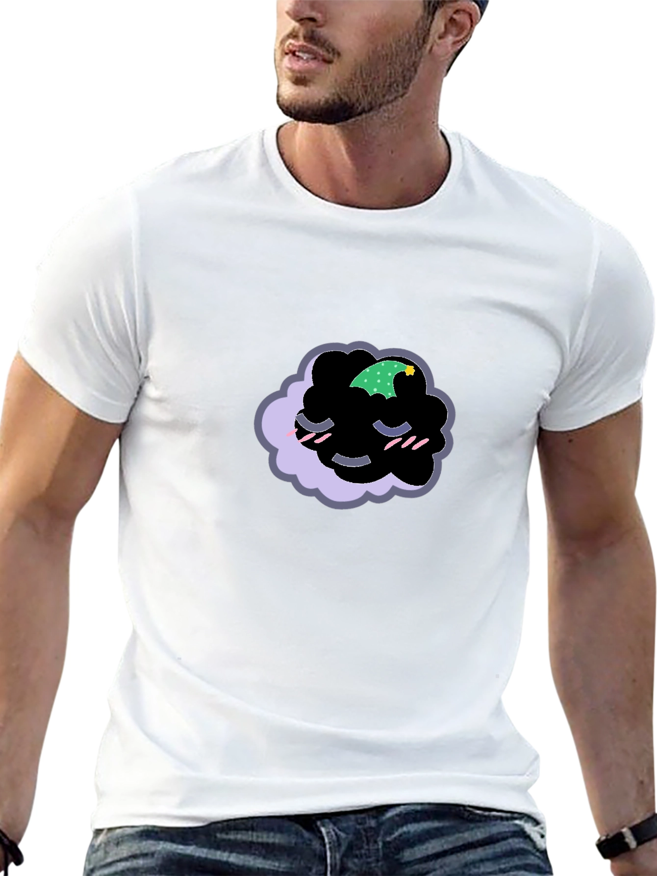 Dreamy Cloud Graphic Tee - Black Cotton Comfort