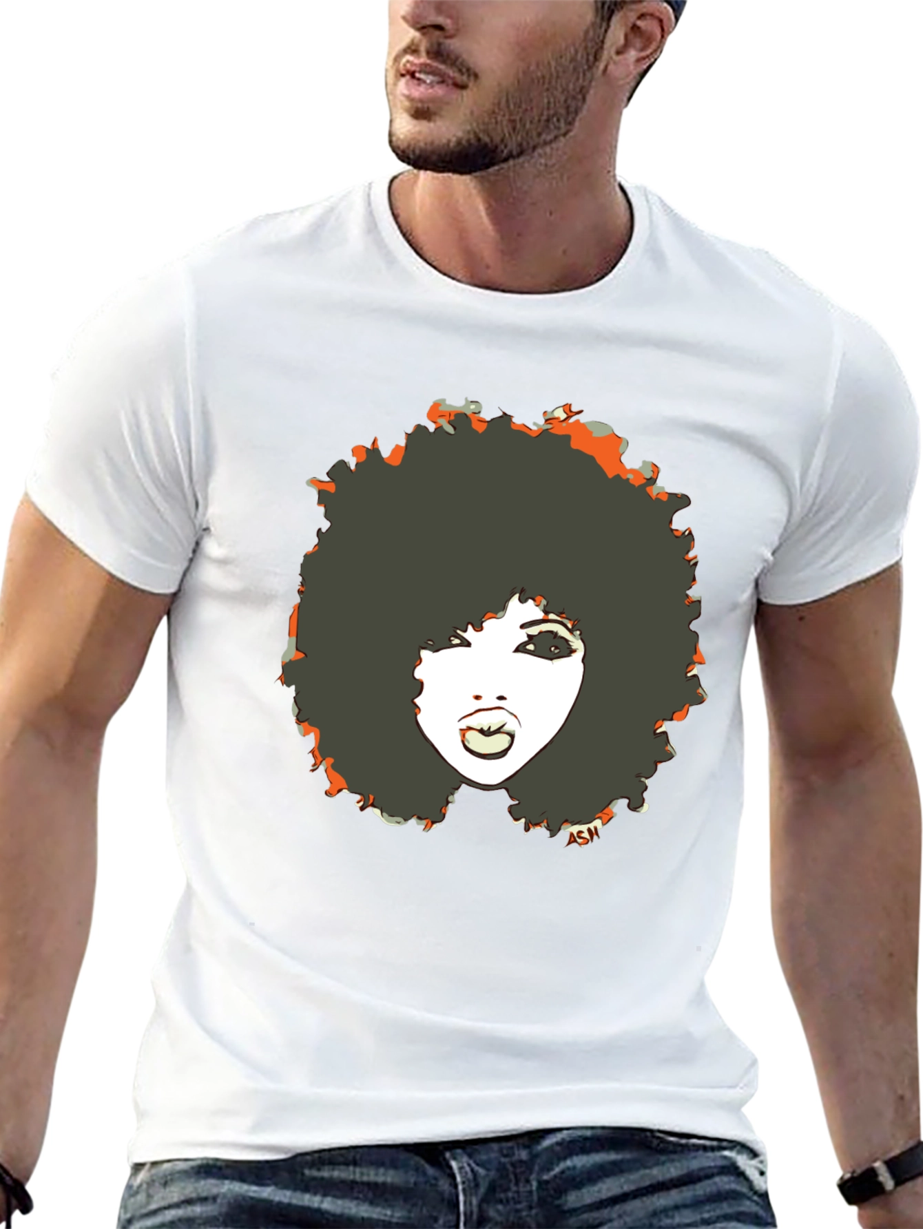 Retro Afro Woman Graphic Tee - Cool Black T-Shirt
