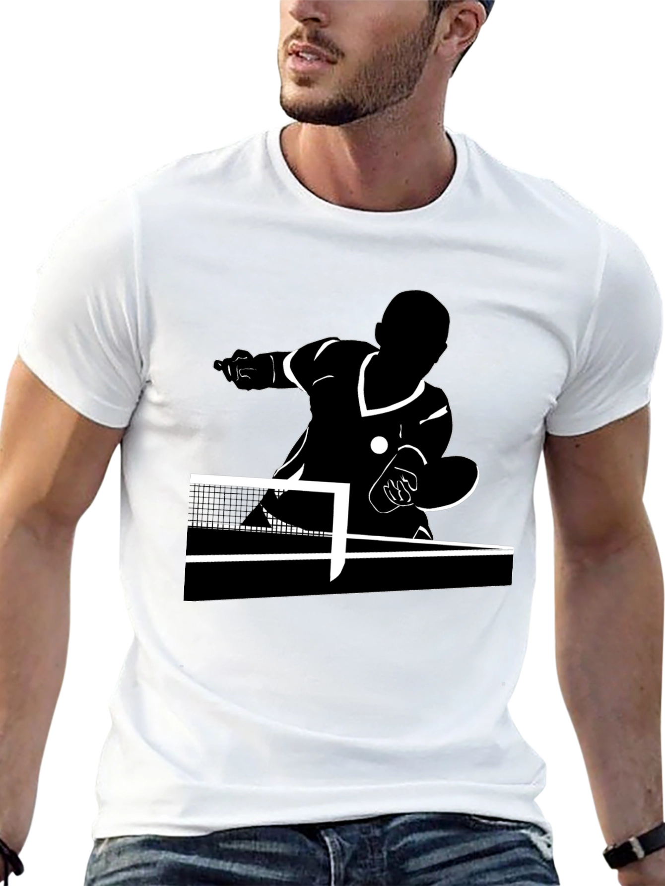 Table Tennis Player Black Graphic Tee