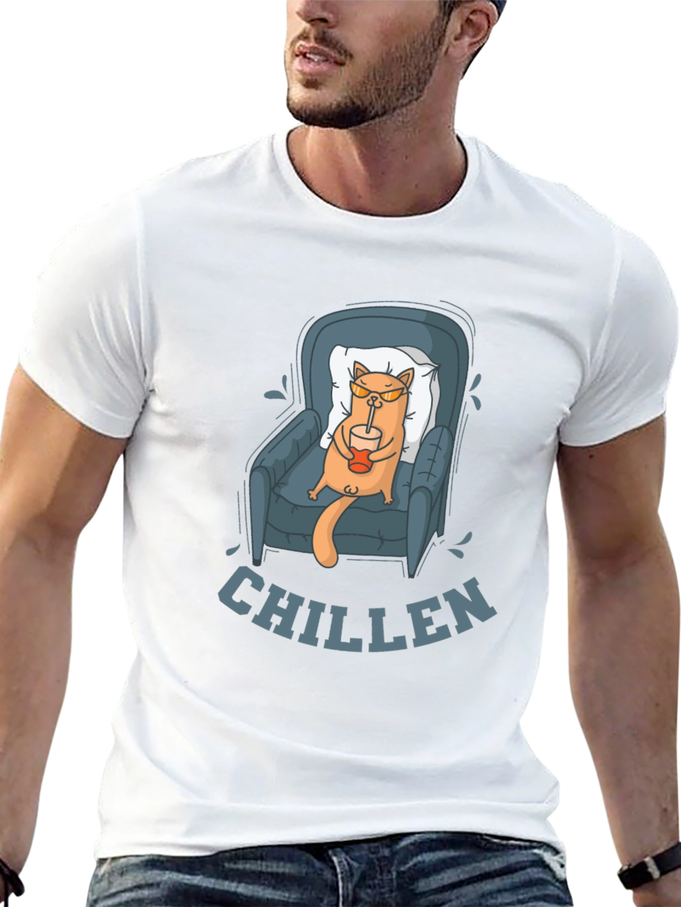 Chill Cat Graphic Tee - Relaxed Fit Unisex T-Shirt