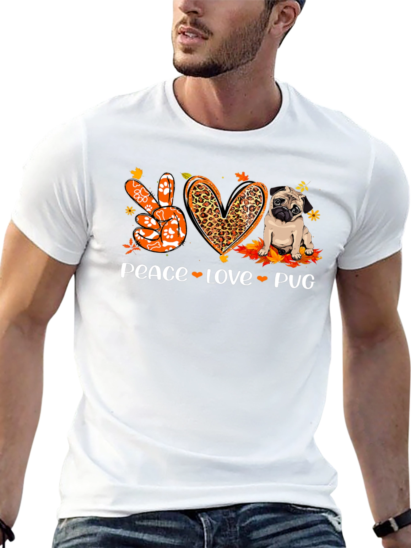 Peace Love Pug Black Graphic Tee