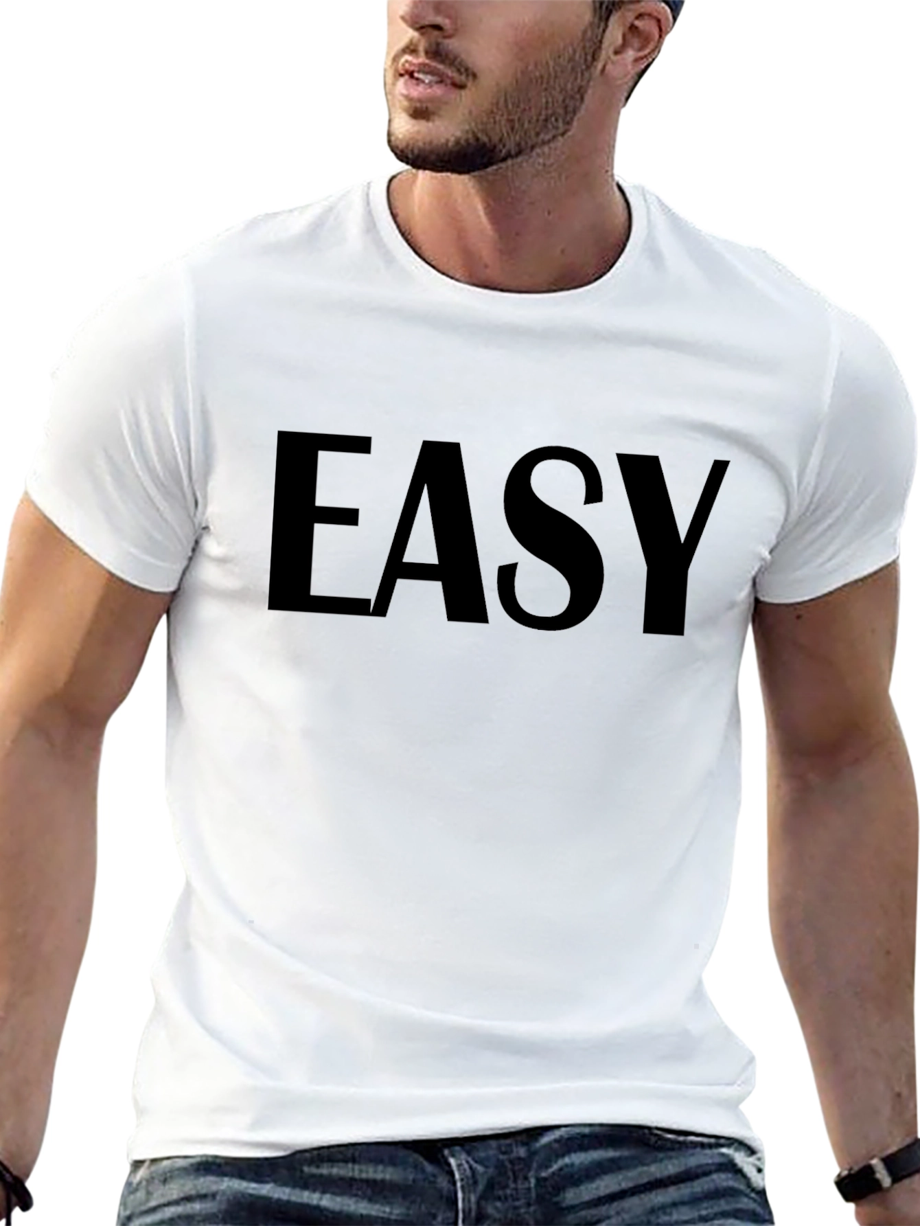 EASY Black Graphic Tee - Casual Comfort