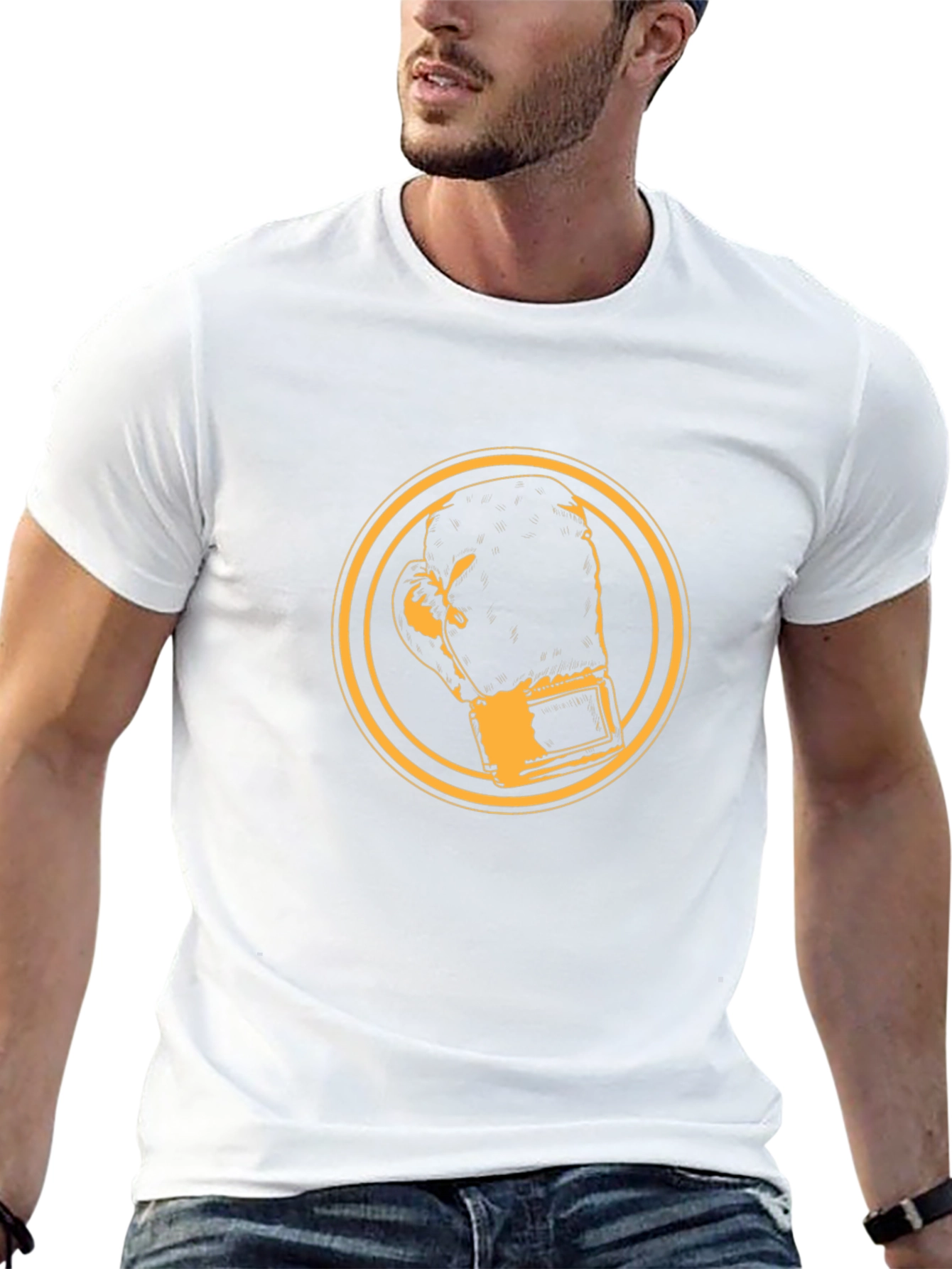 Boxing Glove Graphic Tee - Black Cotton Comfort