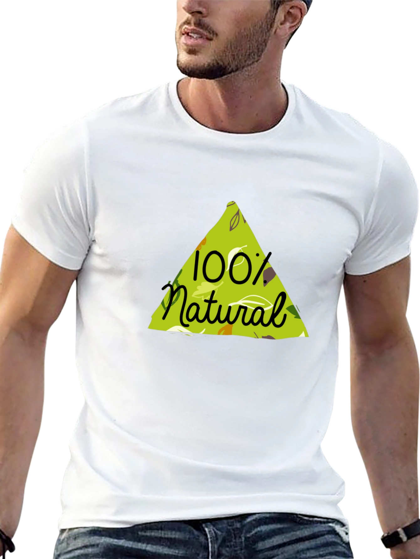 100% Natural Graphic Tee - Black Cotton Blend Shirt