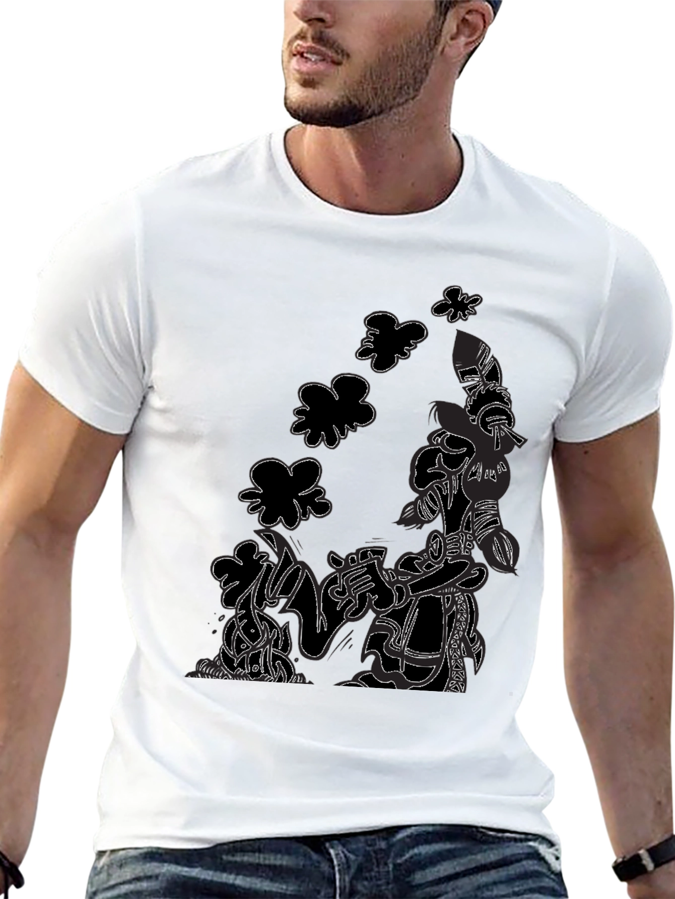 Abstract Print Black T-Shirt