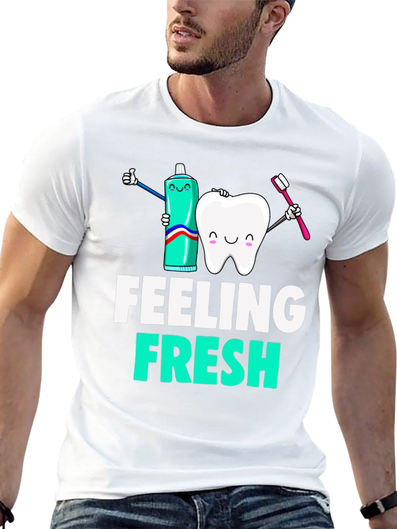 Feeling Fresh Black Graphic T-Shirt - Dental Hygiene