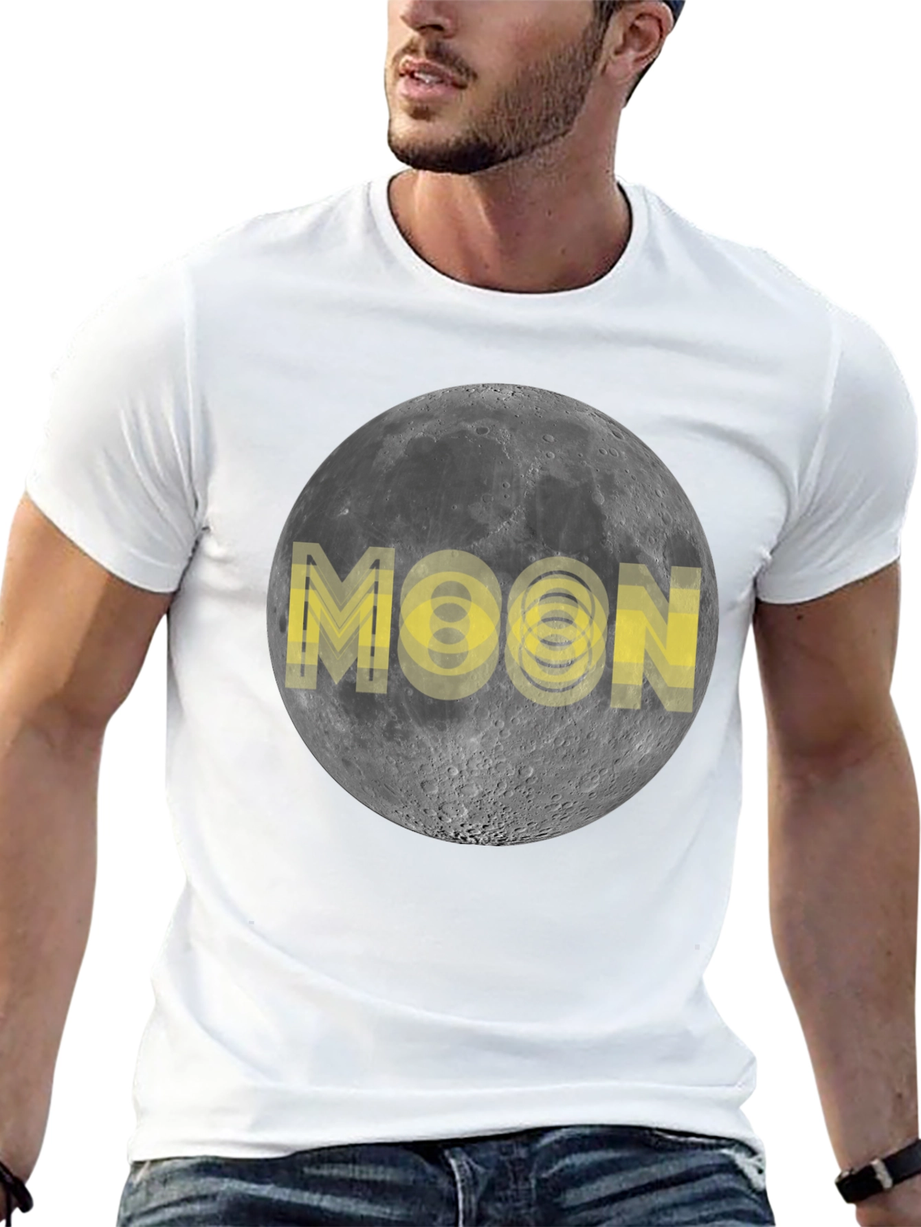 Moon Graphic Print Black T-Shirt