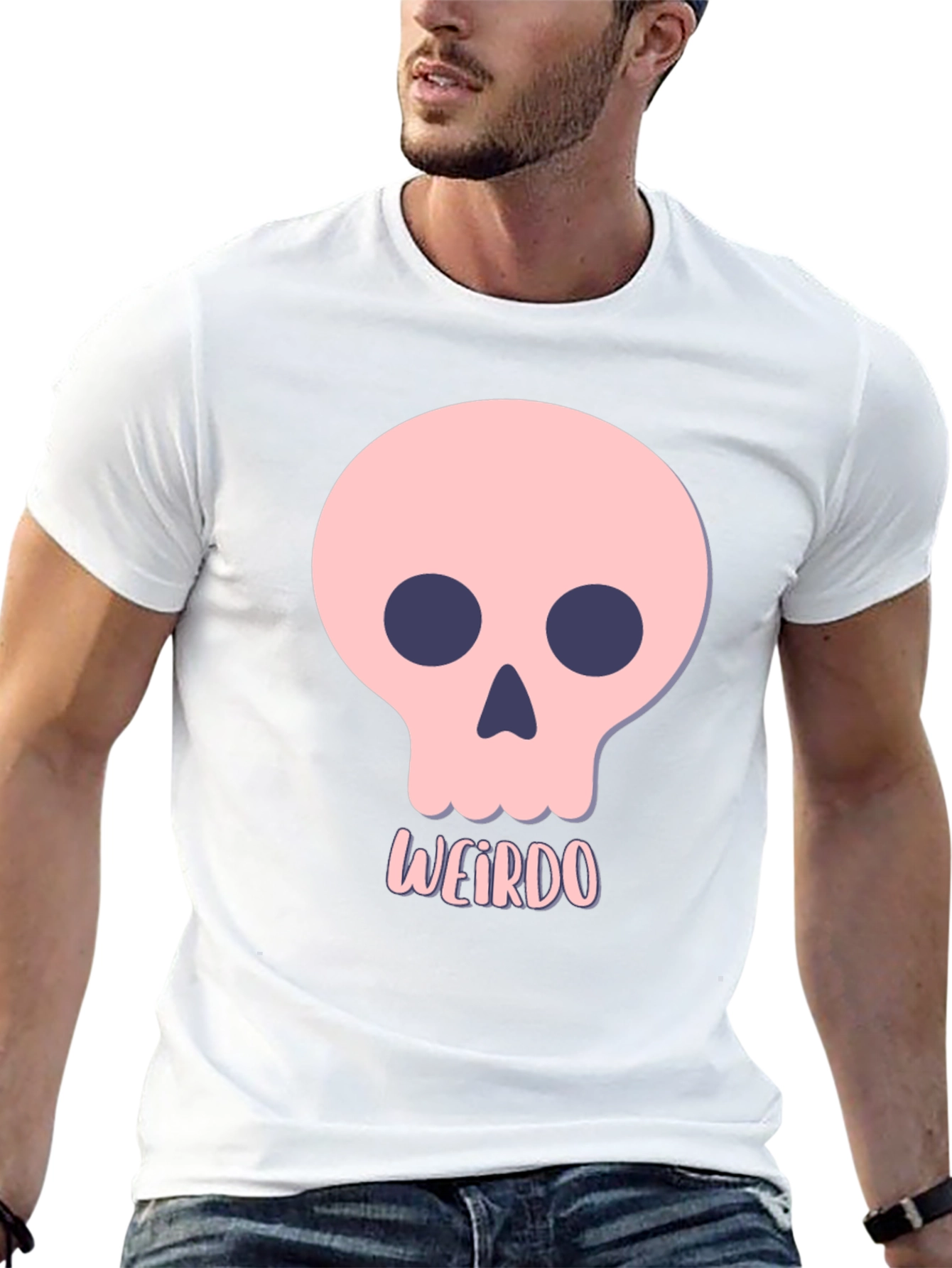 Weirdo Skull Graphic Tee - Black Cotton T-Shirt
