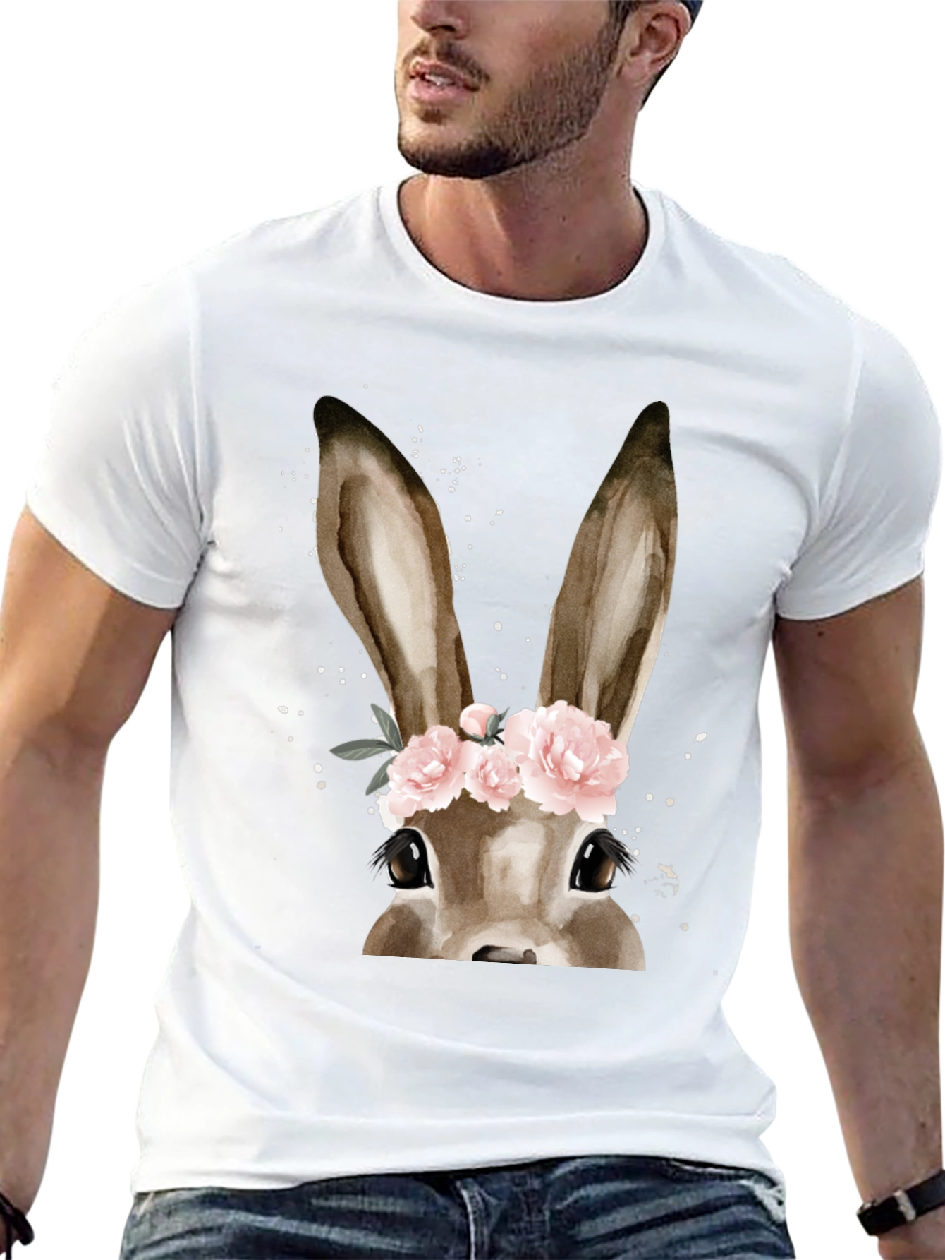 Floral Crown Bunny T-Shirt - Easter Ready