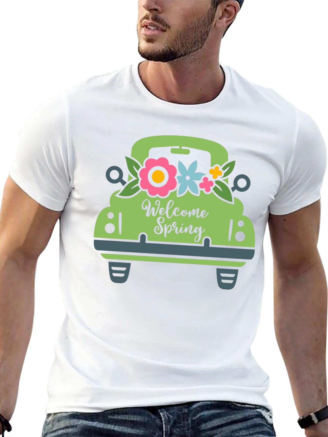 Welcome Spring Green Truck Graphic Tee