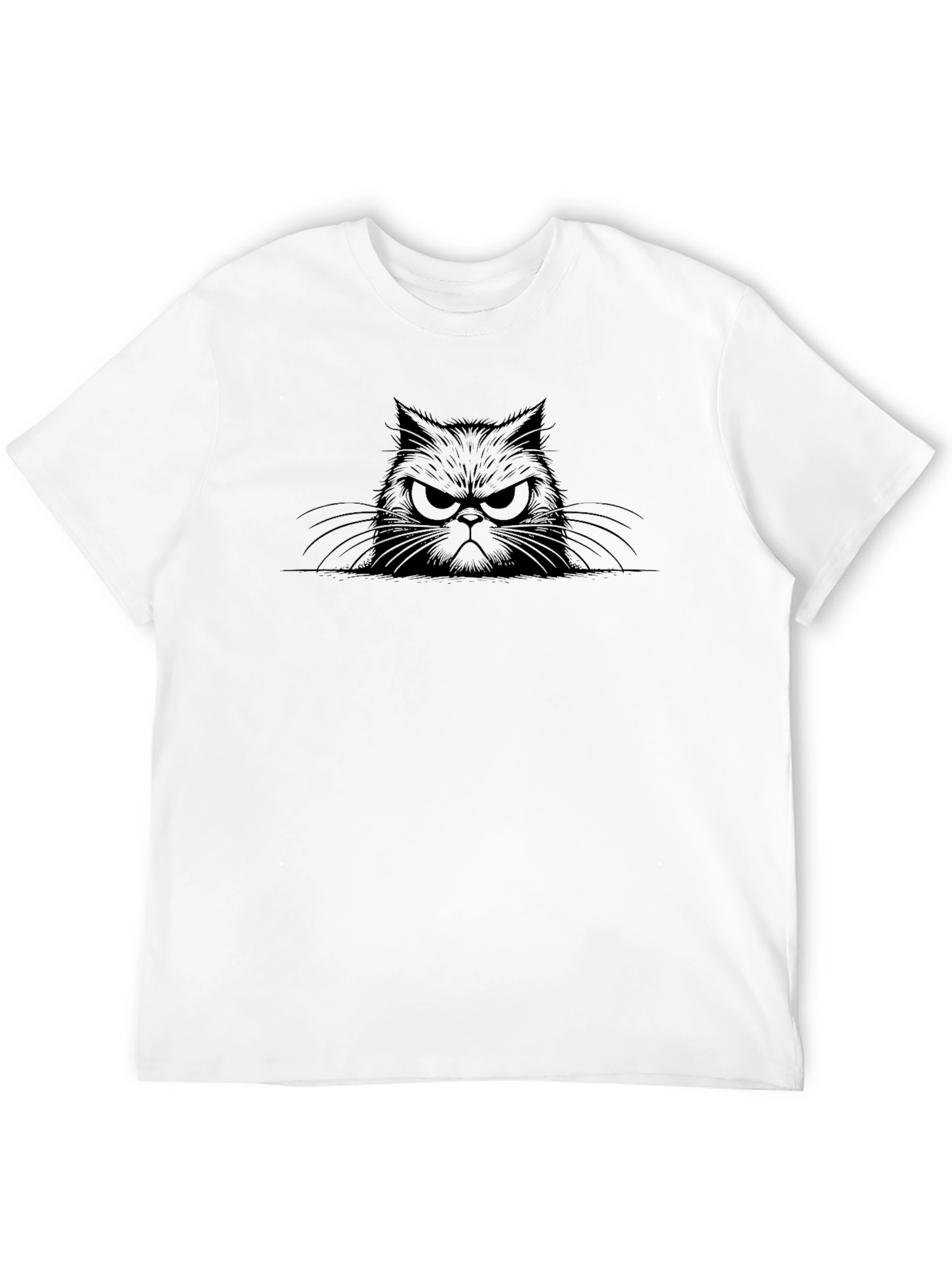 Grumpy Cat Graphic Tee - Black Cotton T-Shirt