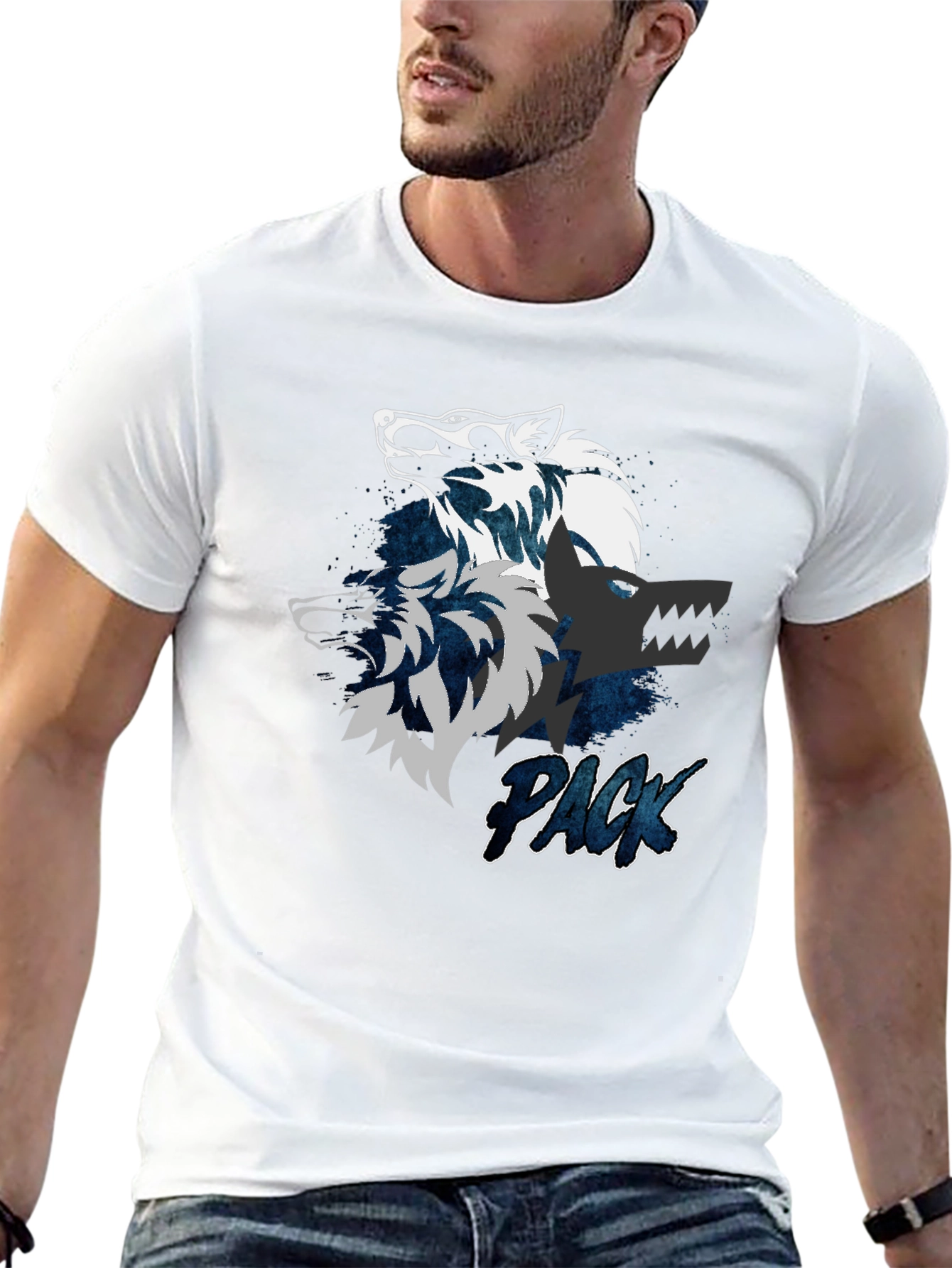 Wolf Pack Graphic T-Shirt - Black Cotton Tee