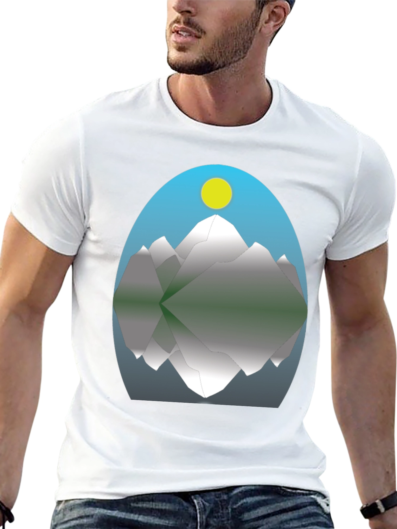 Mountain Reflection Graphic Tee - Black