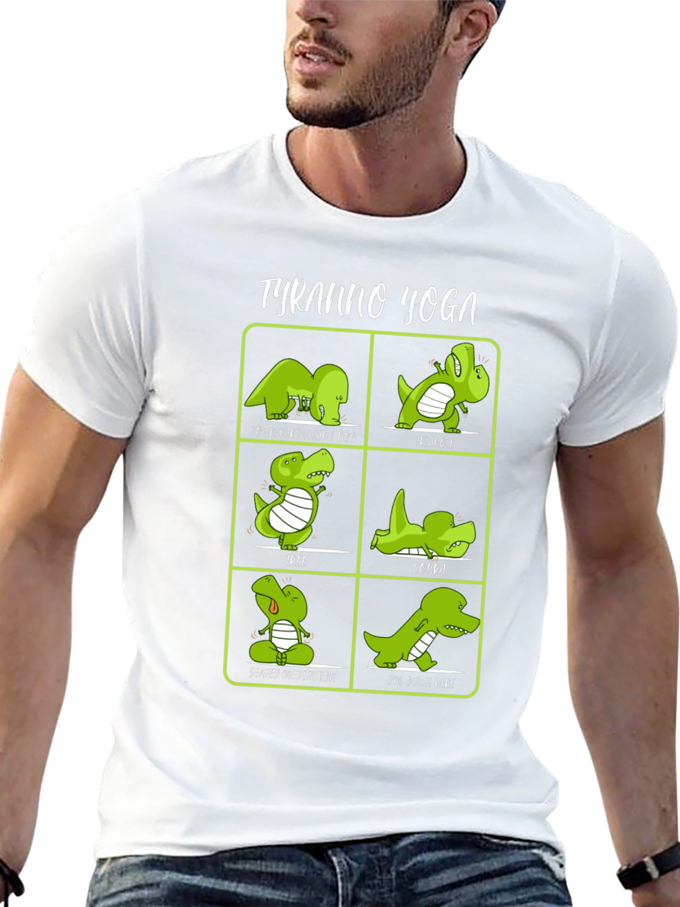 Tyranno Yoga T-Shirt - Funny Dinosaur Poses